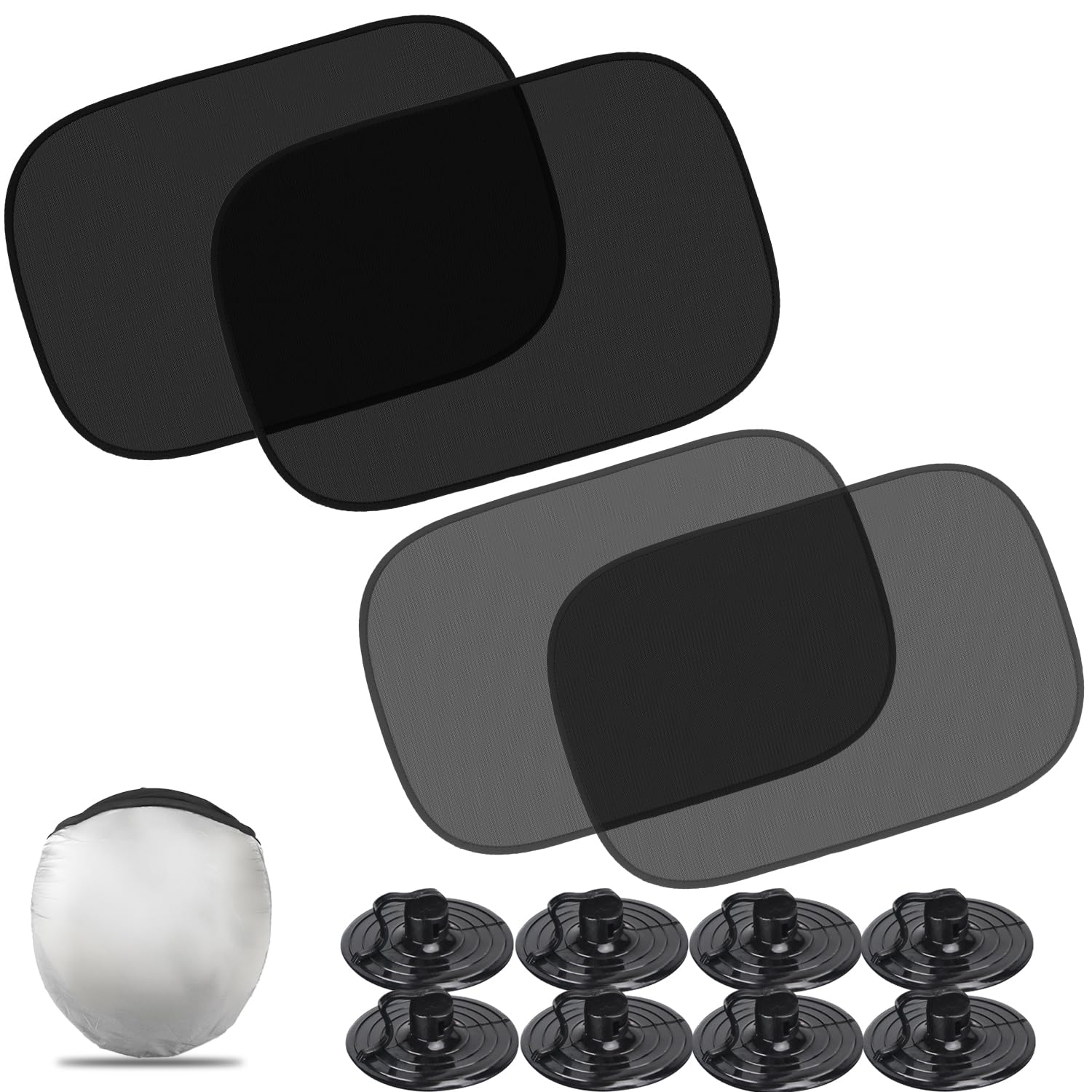 EZTIME Car Window Shade for Baby (20x12), 4 Pack Car Sun Shade Baby with Suction Cups-2 Semi-Transparent and 2 See-Through, 