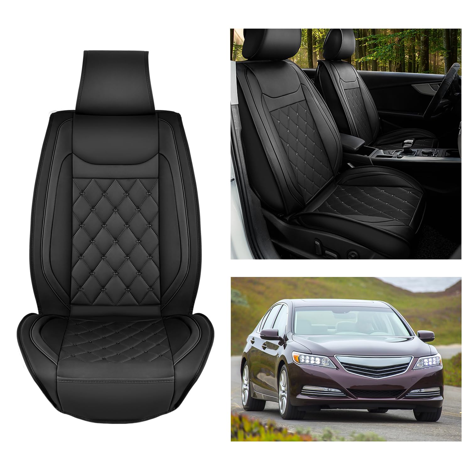 Nilight Car Seat Covers Waterproof Breathable Faux Leather Cushions Anti-Slip Universal Cover For Hyundai Honda Accord Kia Civic