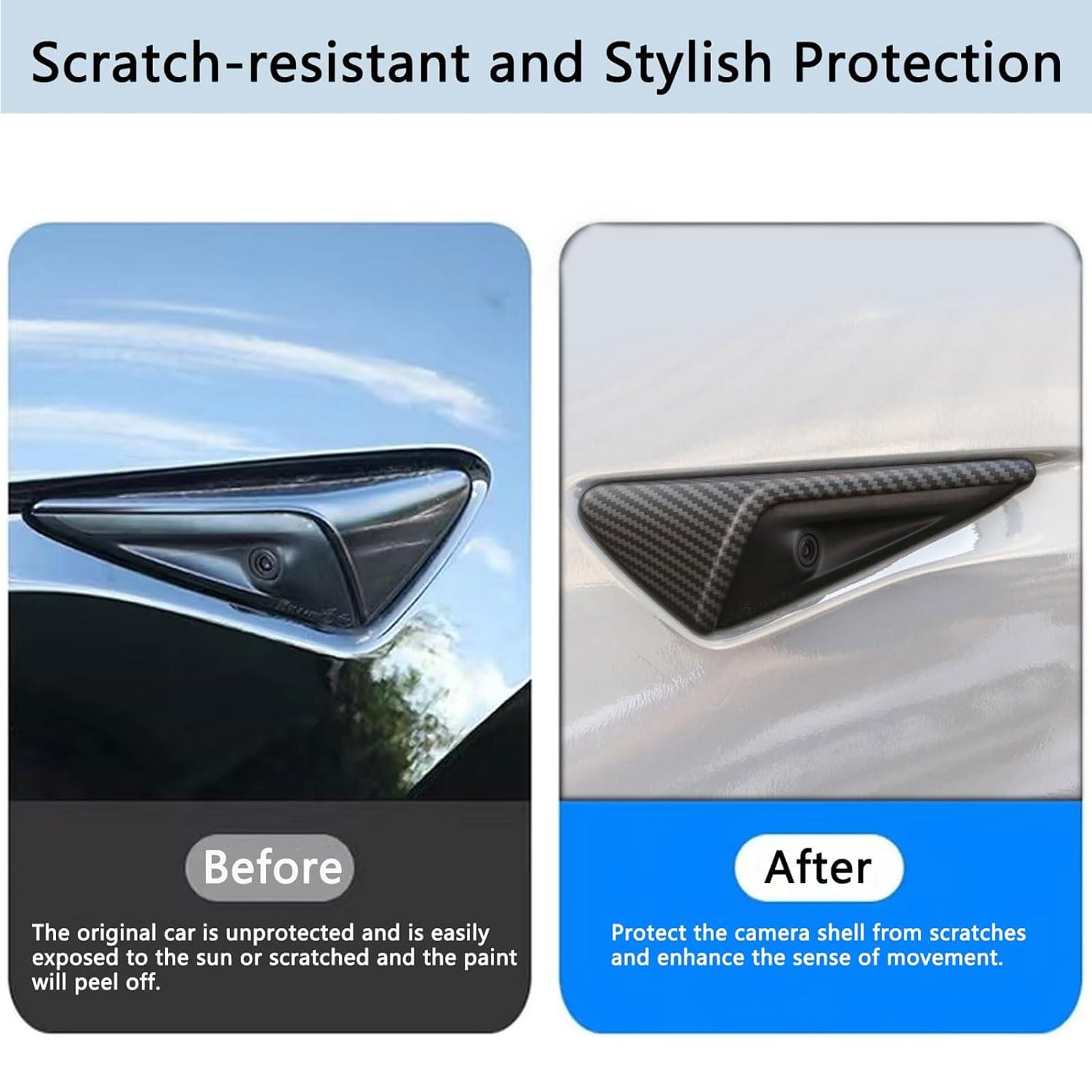 Gleway Side Camera Cover Compatible With Tesla Model 3 2017-2023, Hw2.0-3.0 Turn Signal Camera Decoration Covers For Model Y 201