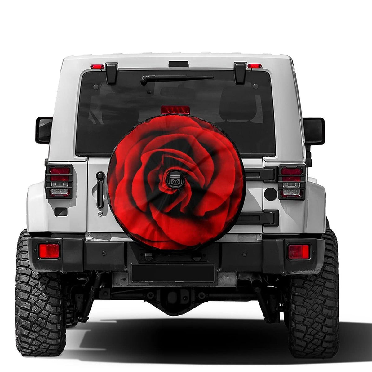 KiuLoam Vibrant Red Rose Flower Spare Tire Cover with Backup Camera Hole Universal Sunscreen Waterproof Wheel Covers for Trailer