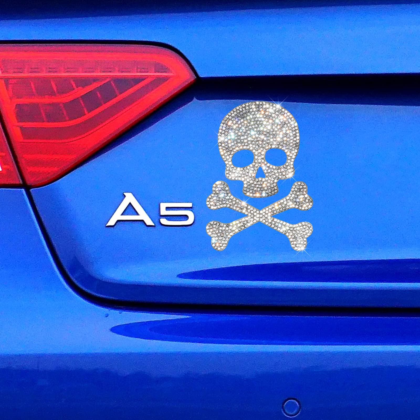 Hungmieh Car Decals For Women, Bling Rhinestone Skull Stickers And Decals With Self-Adhesive Backing For Car Interior&Exterior W