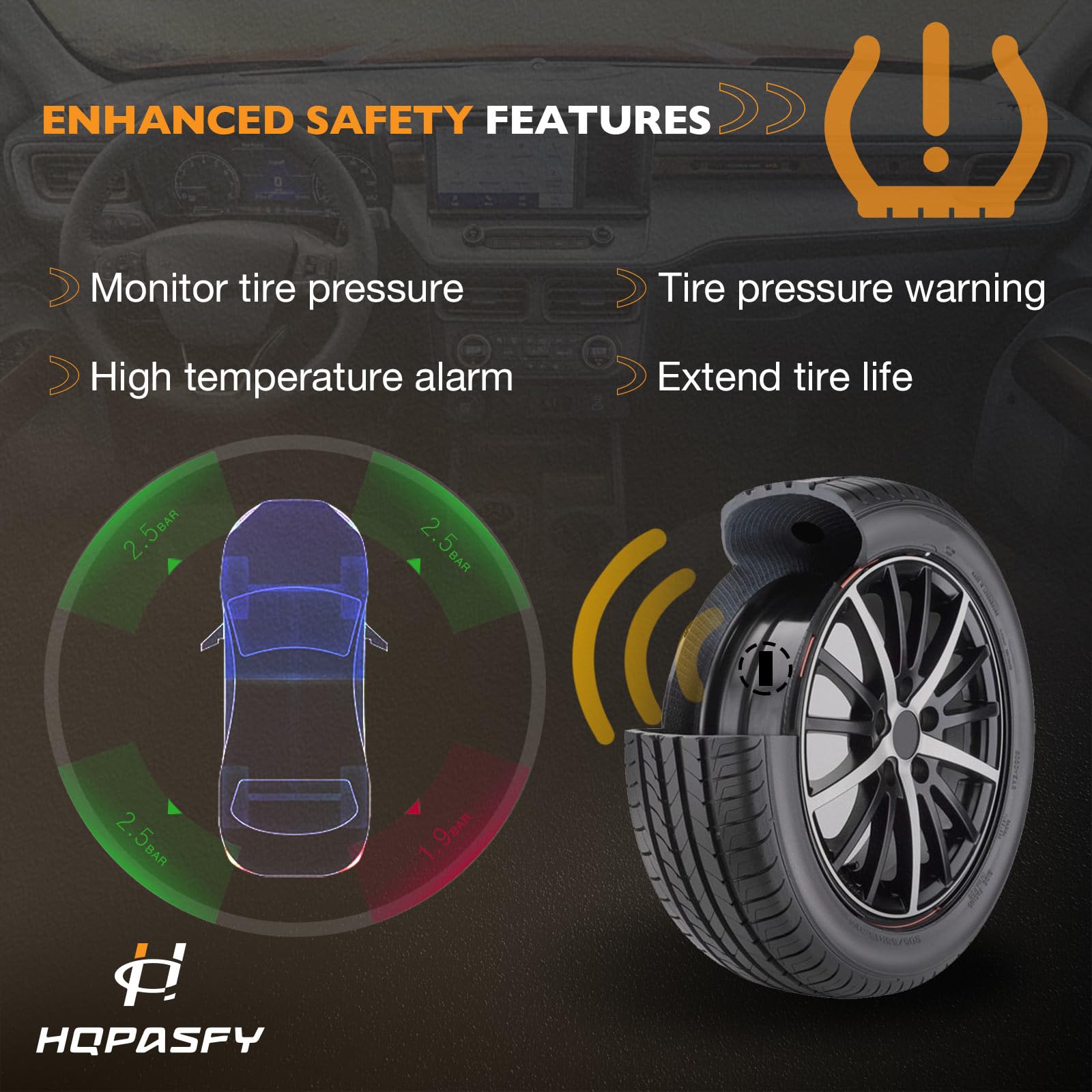 Hqpasfy Tire Pressure Sensor 315Mhz Tpms 4Pcs Compatible With Cadillac Escalade| Chevrolet Suburban| Buick Allure| Gmc Yukon & M