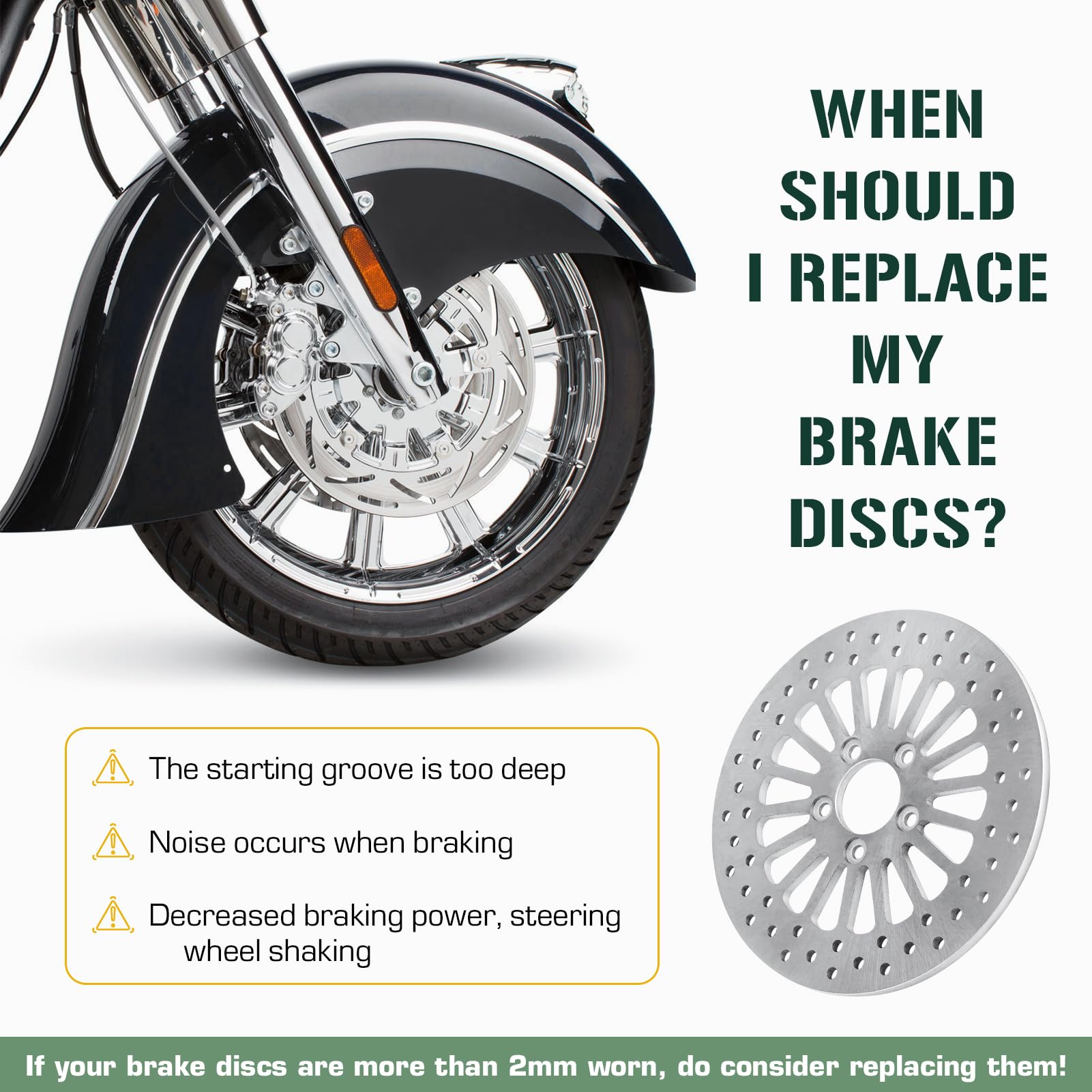 Youxmoto 2Pcs Front Brake Rotor 11.8' For Harley 2008-2020 Road King/Road Glide Electra/Street Glide/Tri Glide Ultra Classic (Flhr/Fltr/Flht/Flhx), Stainless Steel Sus 420 Brake Disc Rotor