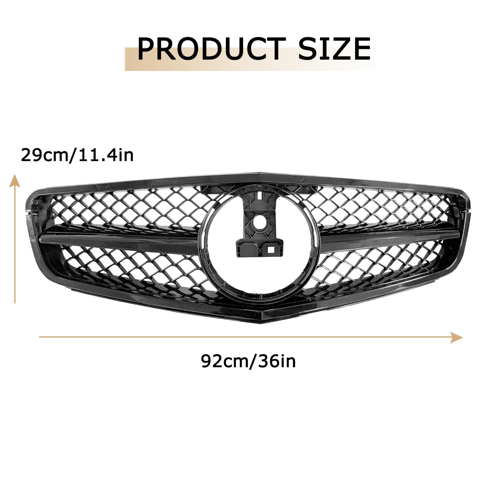 DIBON AUTO Front Grille for 2008-2014 Mercedes Benz W204 C Class, AMG Style, Gloss Black, Durable ABS Plastic