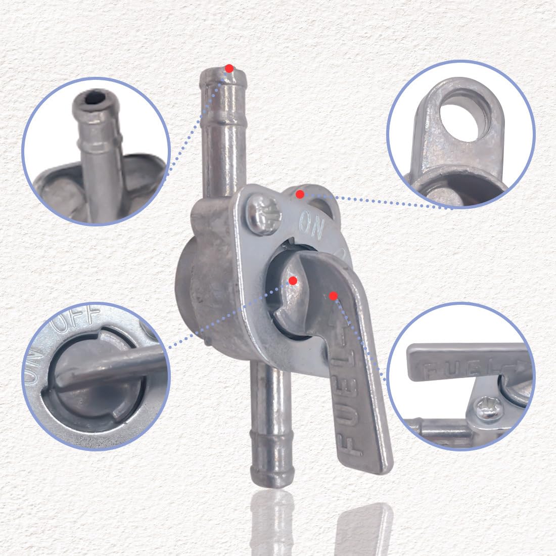 Earlyred 6mm Gas Fuel Tank Tap Valve Petcock Shut Off Switch Inline for 50cc 70cc 90cc 100cc 110cc 125cc Scooter Pit Quad Mini D