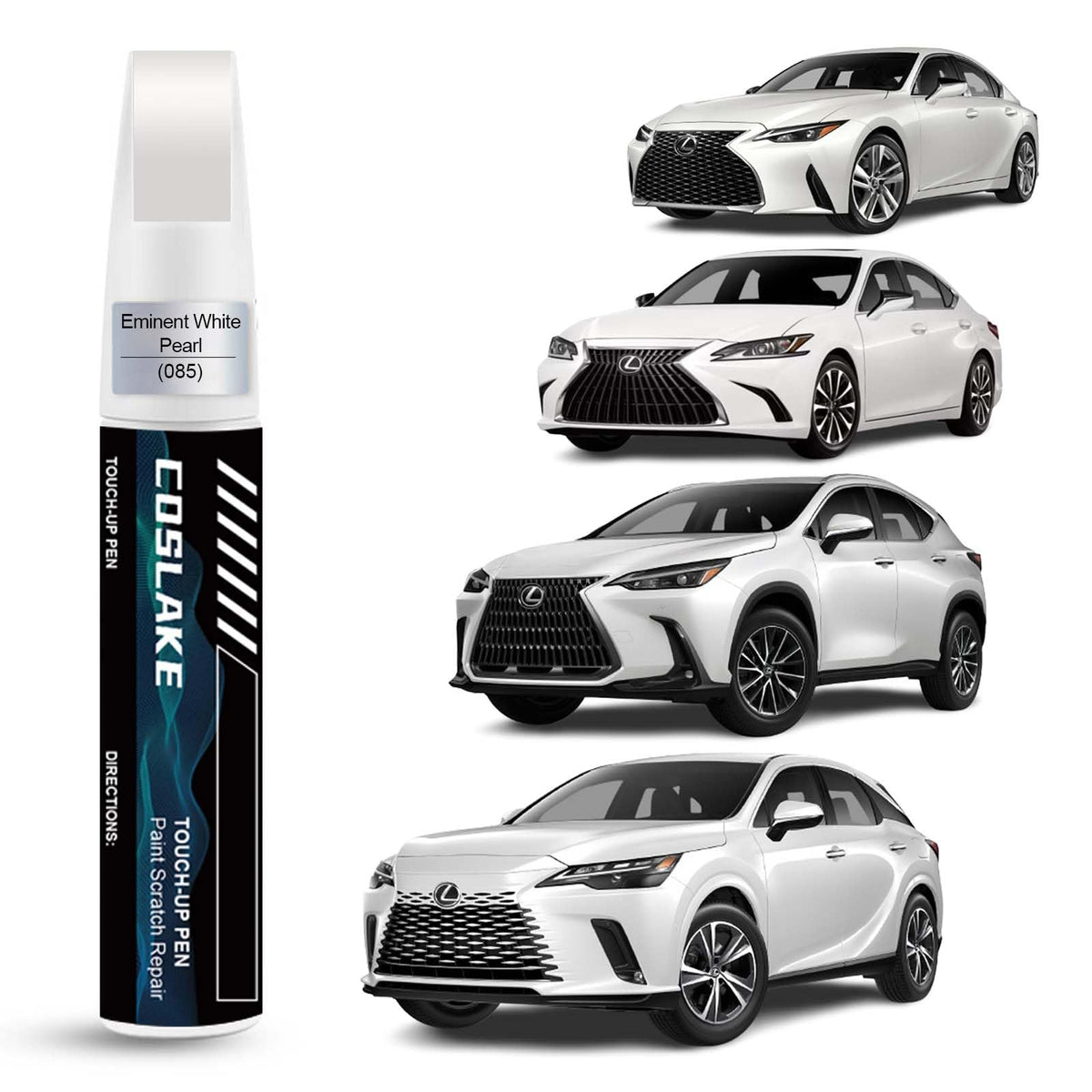 COSLAKE Car Touch Up Paint(Eminent White Pearl(085)) for Lexus, Car Paint Scratch Repair Kit, Quick & Easy Solution to Repair, 2