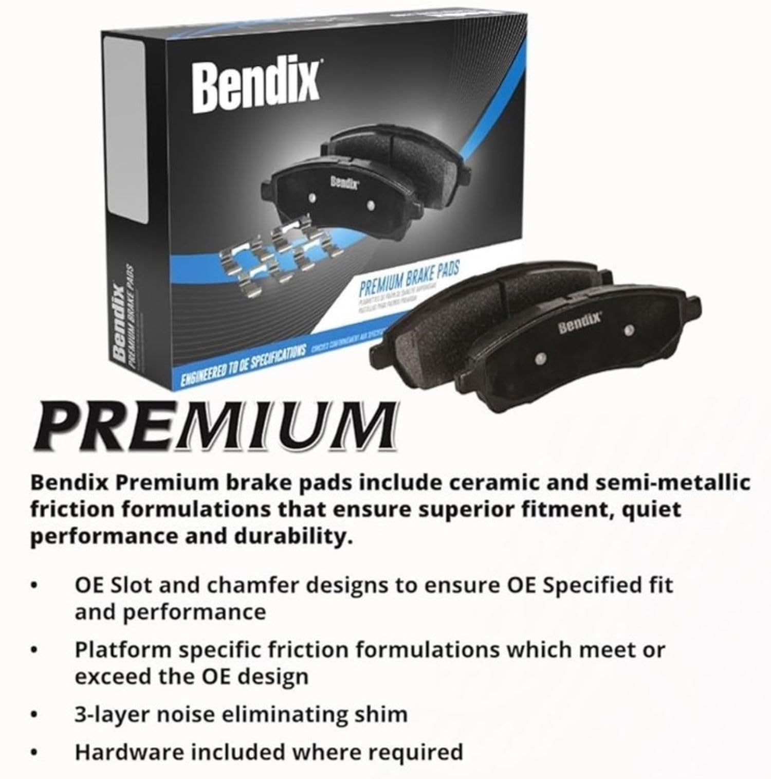 Bendix Premium Sbm1379 Semi-Metallic Front Brake Pads For Chevrolet Cobalt 2010-2008, Hhr 2010-2008