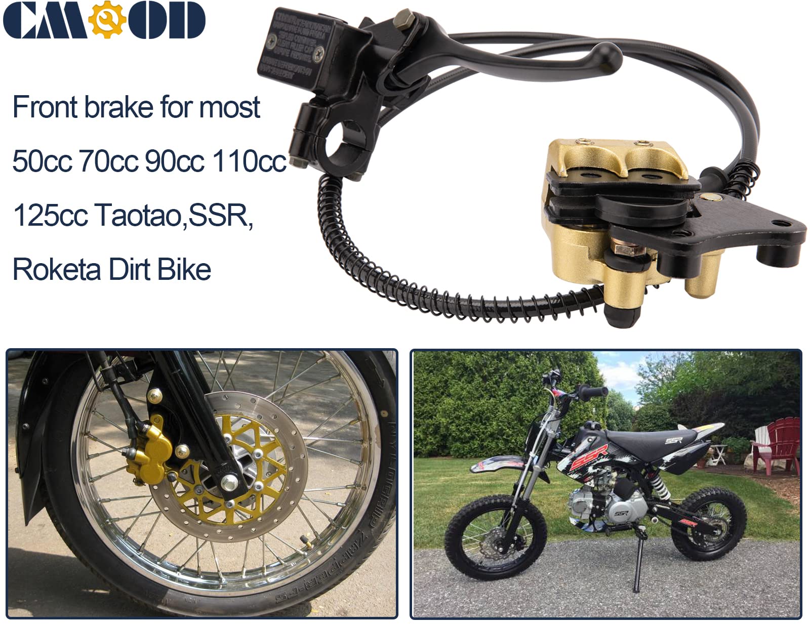 Cmood Front Disc Brake Master Cylinder Caliper Assembly For 50Cc 70Cc 90Cc 110Cc 125Cc Chinese Atv Ssr Dirt Bike Pit Bike Front Brake