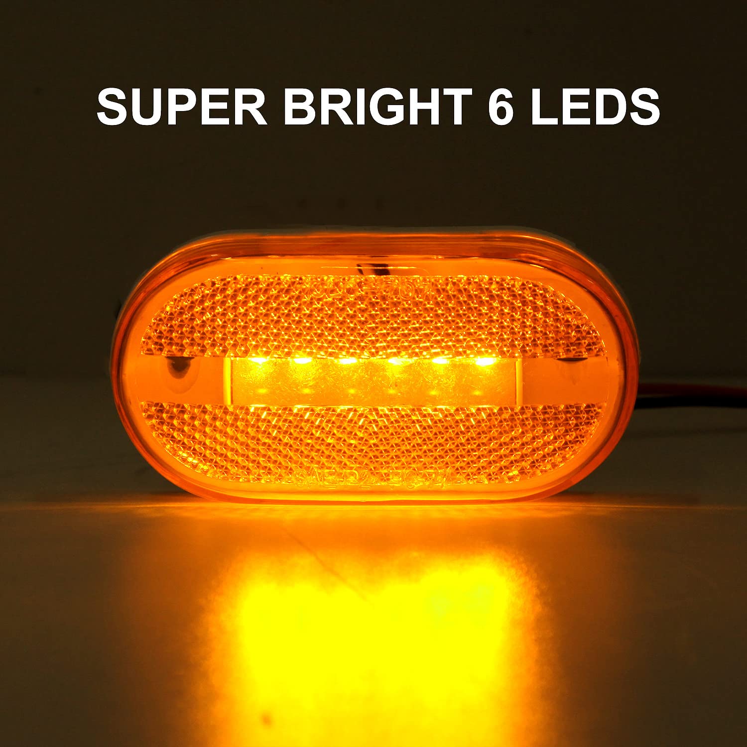 14Pcs 4 Inch Rectangle Led Trailer Marker Lights W/Reflex Lens, 2X4 Led Trailer Clearance Side Marker Lights 6 Led Surface Mount