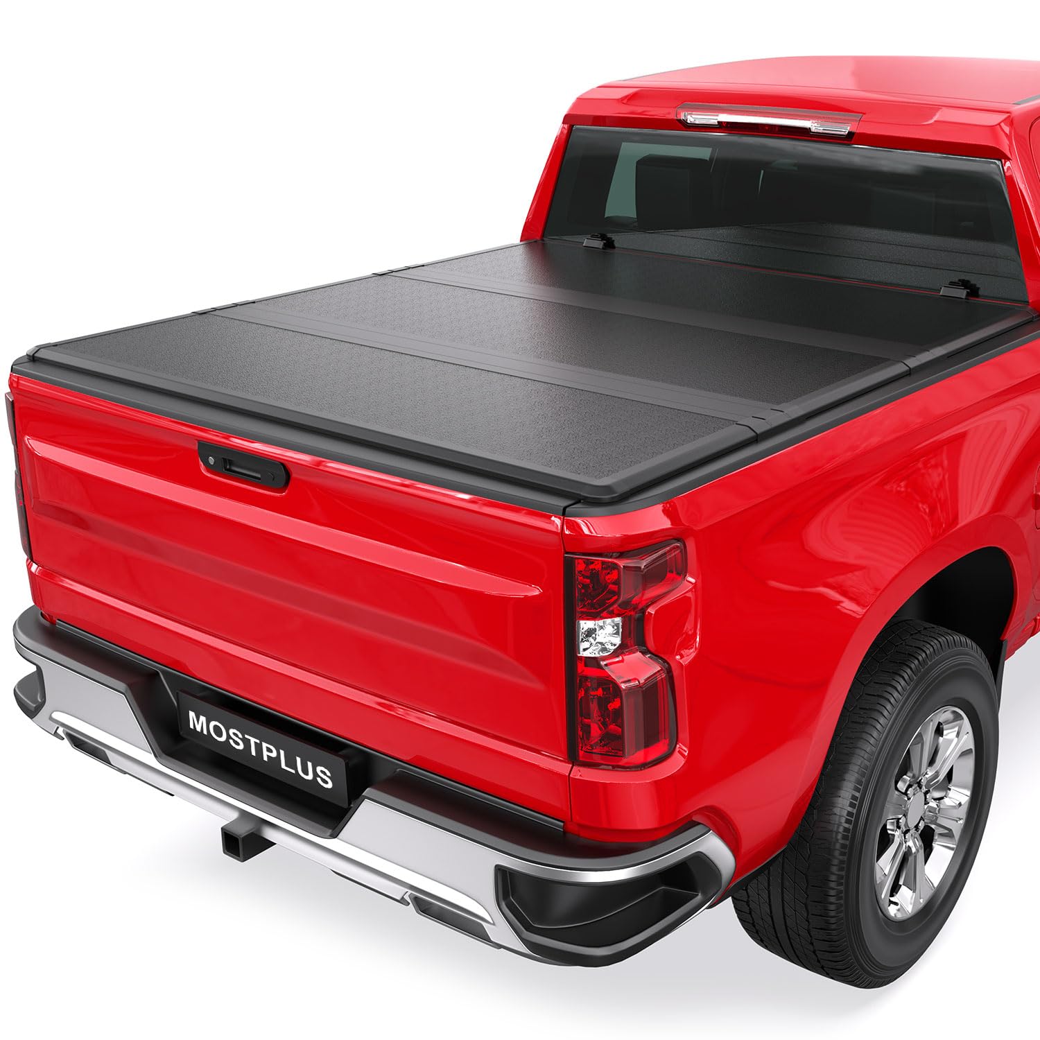 Mostplus Fiberglass Tri Fold Hard Truck Bed Tonneau Cover Compatible With 2007-2013 Chevy Silverado/Gmc Sierra Bed 3 Fold Fleets
