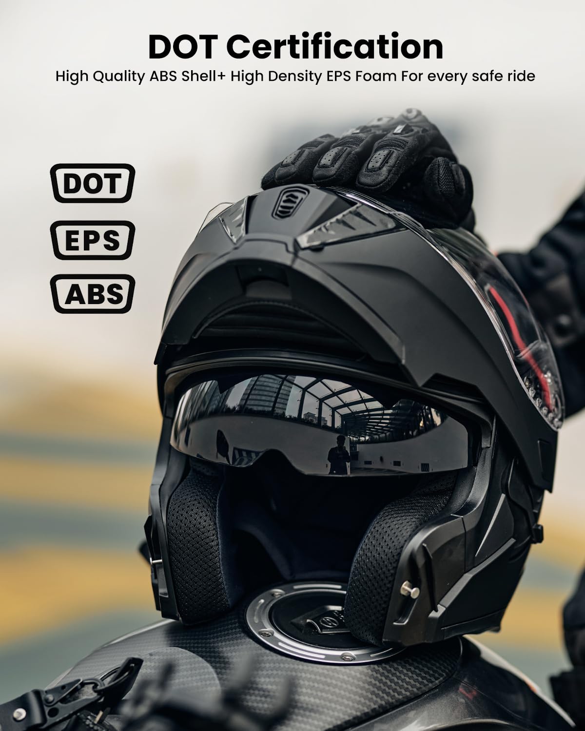 Ilm Motorcycle Modular Full Face Helmet Flip Up Dual Visor Motorbike Moped Street Bike Racing For Adult,Men And Women Dot Model