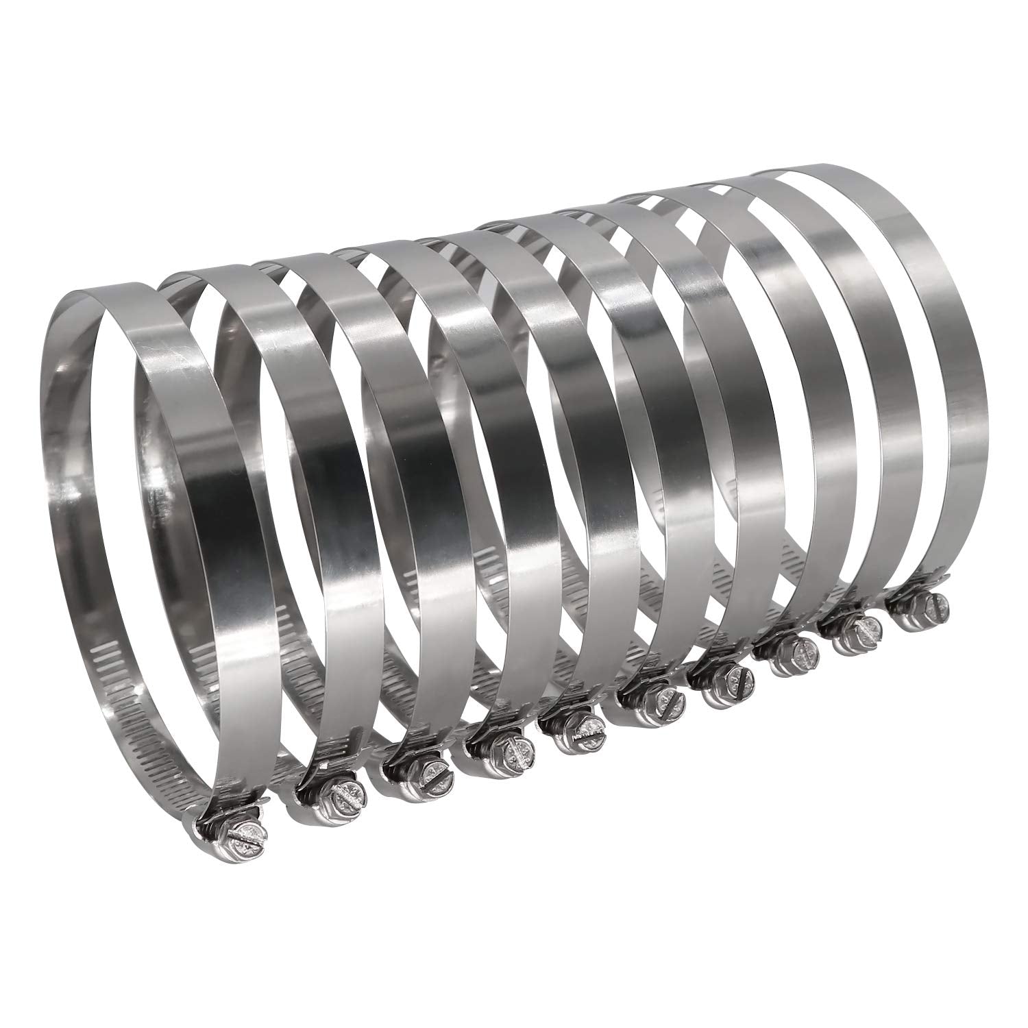 Roadformer 5'' Worm Gear Hose Clamp - Sae 80 Size, Full Stainless Steel With 1/2'' Band Width, Working Range 116Mm - 140Mm Hose