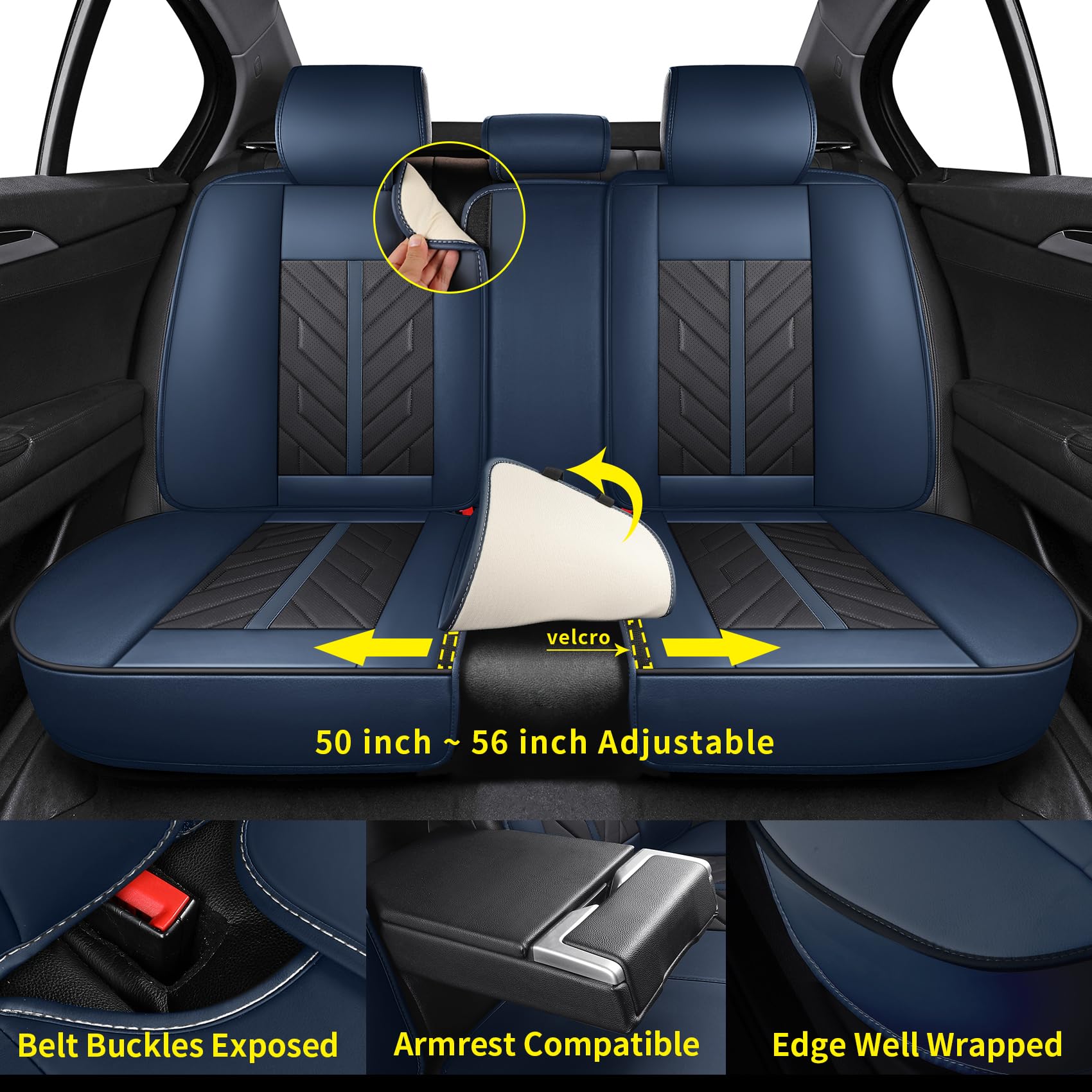 Tomatoman Car Seat Covers Full Set,Universal Automotive Breathable Leather Vehicle Cushion Full Coverage Protectors Fit for Most