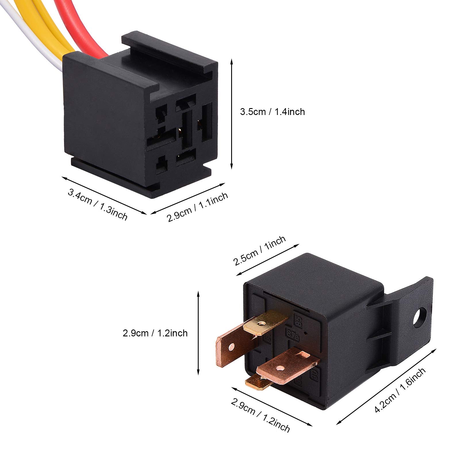 Ehdis 4-Pin Relay With Harness Car Truck Motor Heavy Duty 80A 12V On/Off Normally Open Spst Relay Socket Plug 4 Wire Automotive Relay Model Jd2912-1H-12Vdc 80A 14Vdc,Pack Of 5