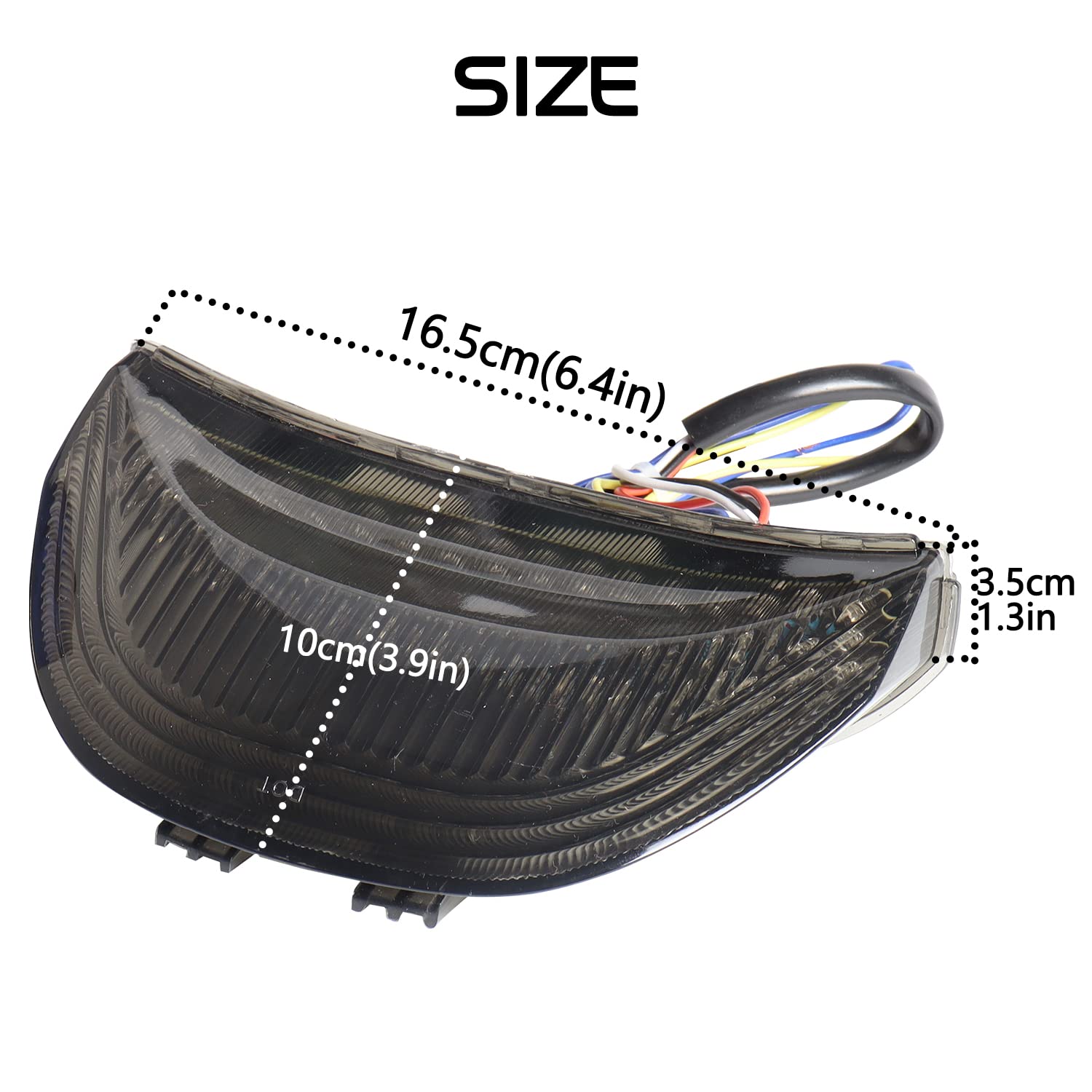 DTR2017 Smoked ATV LED Tail Light, 12V Motorcycle Brake Light with LED Turn Signals Compatible with 2003-2006 Honda CBR600RR, 20