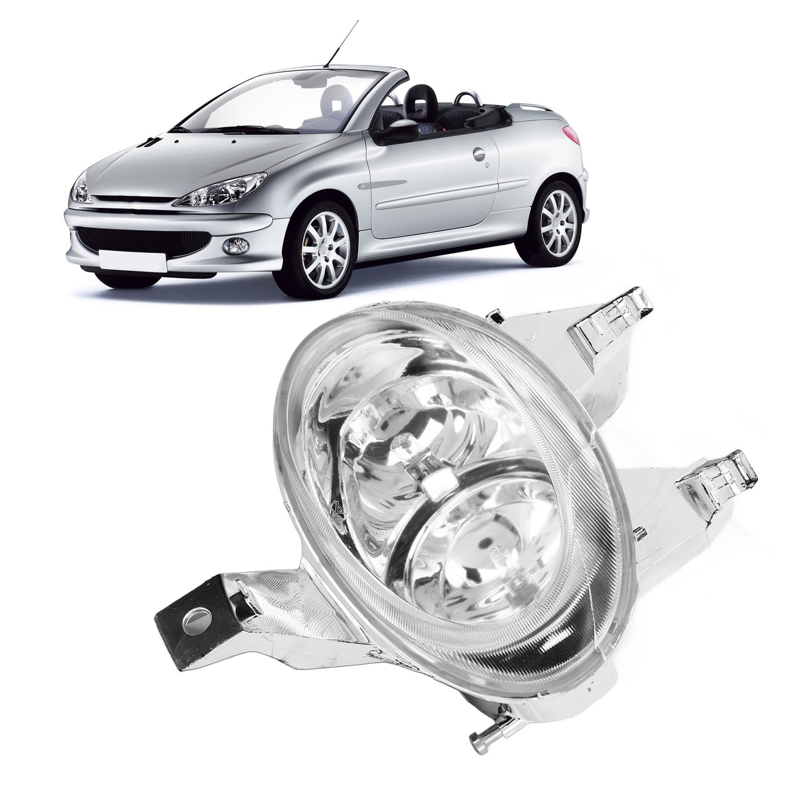 Front Led Fog Light, Fit For Peugeot 206 2000-2008, Front Bumper Accessories Driving Light, Front Bumper Fog Lamp (Left 6204T2)