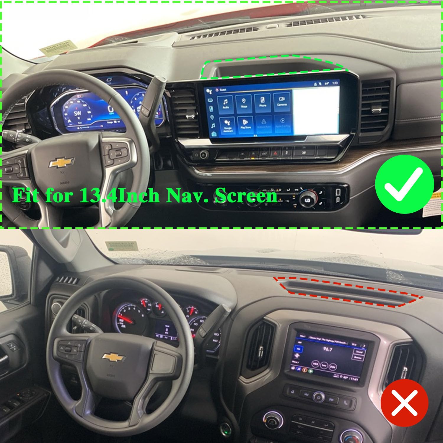 WXRYLYN 2024 Silverado Sierra Metal Dash Platform Phone Mount Phone Holder for 2022 2023 2024 2025 Silverado&Sierra Cell Phone H