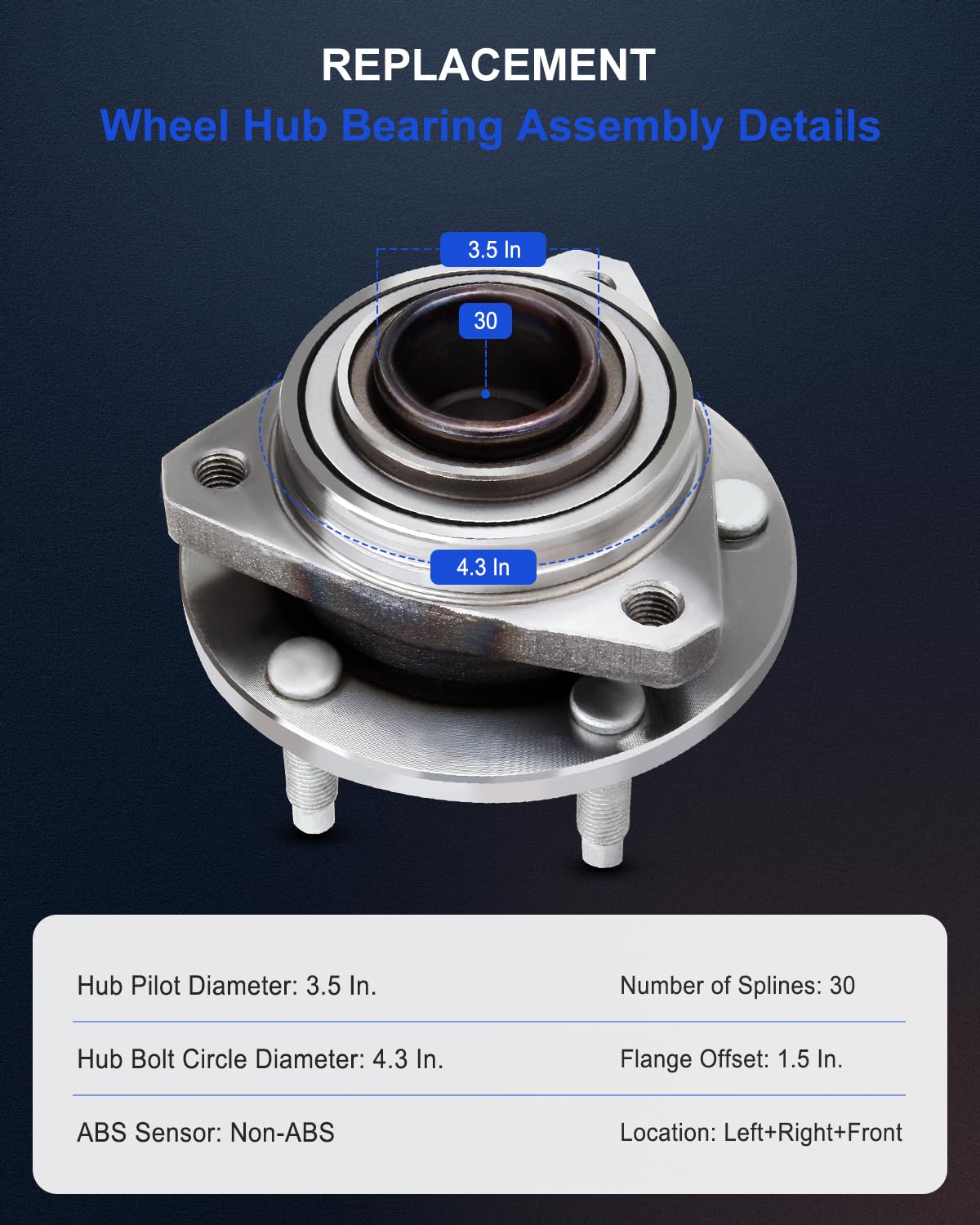 ECCPP Replacement For Wheel Bearing and Hub Assembly For Chevrolet For Malibu 2004-2009 For Pontiac G6 2005-2009 For Saturn Aura