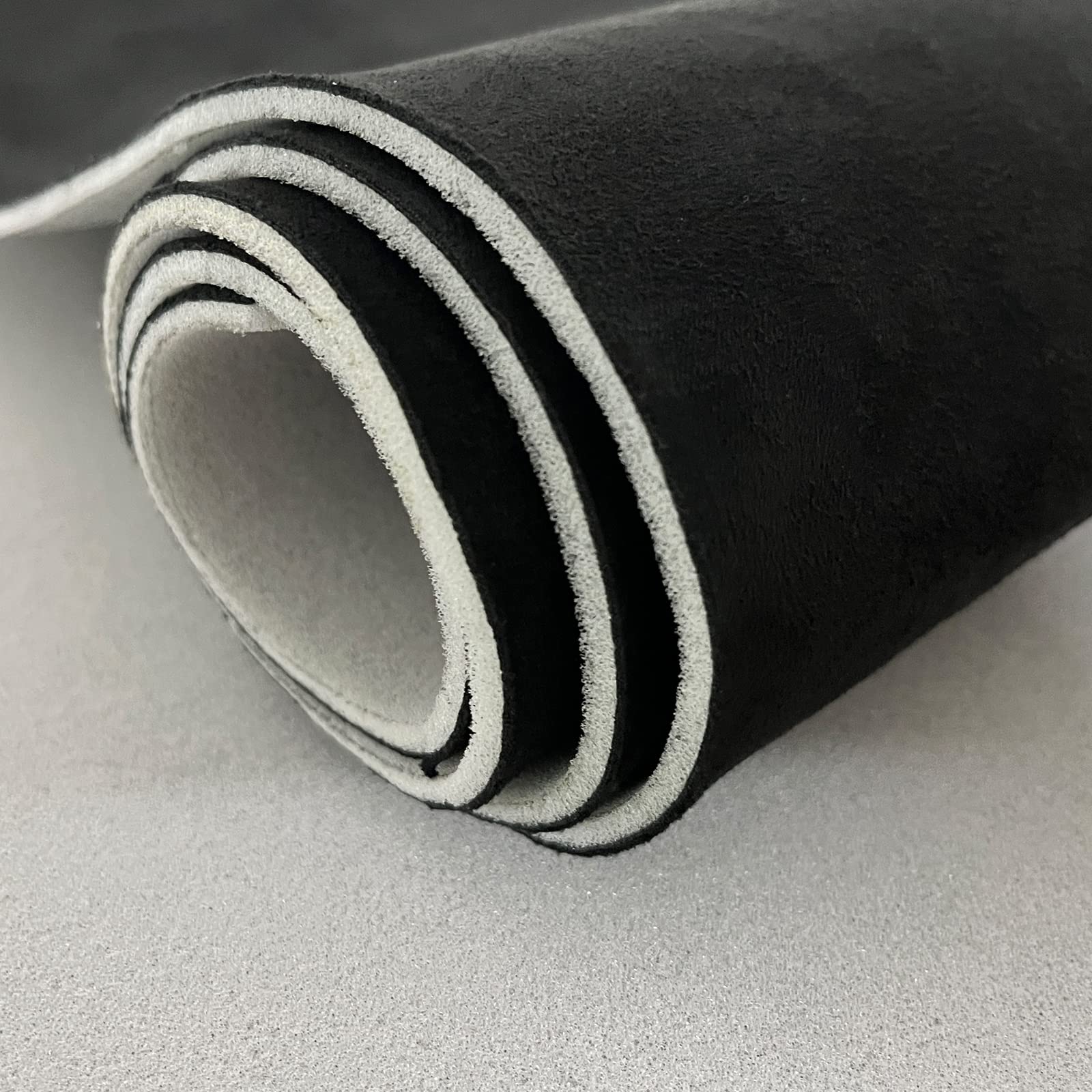 Halero Black Car Suede Headliner Fabric 85'' L    60'' W Foam Backing Material 1/9'' 3mm DIY Home Auto Roof Repair Protect A/B/C