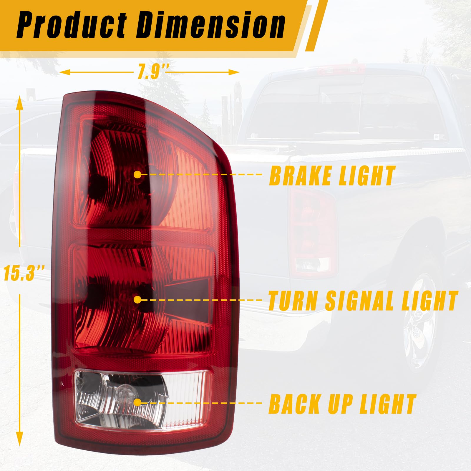 Boine Tail Light Compatible With 2002 2003 2004 2005 2006 Dodge Ram 1500 2500 3500 Rear Light Brake Lamps - Bulb And Harness Inc