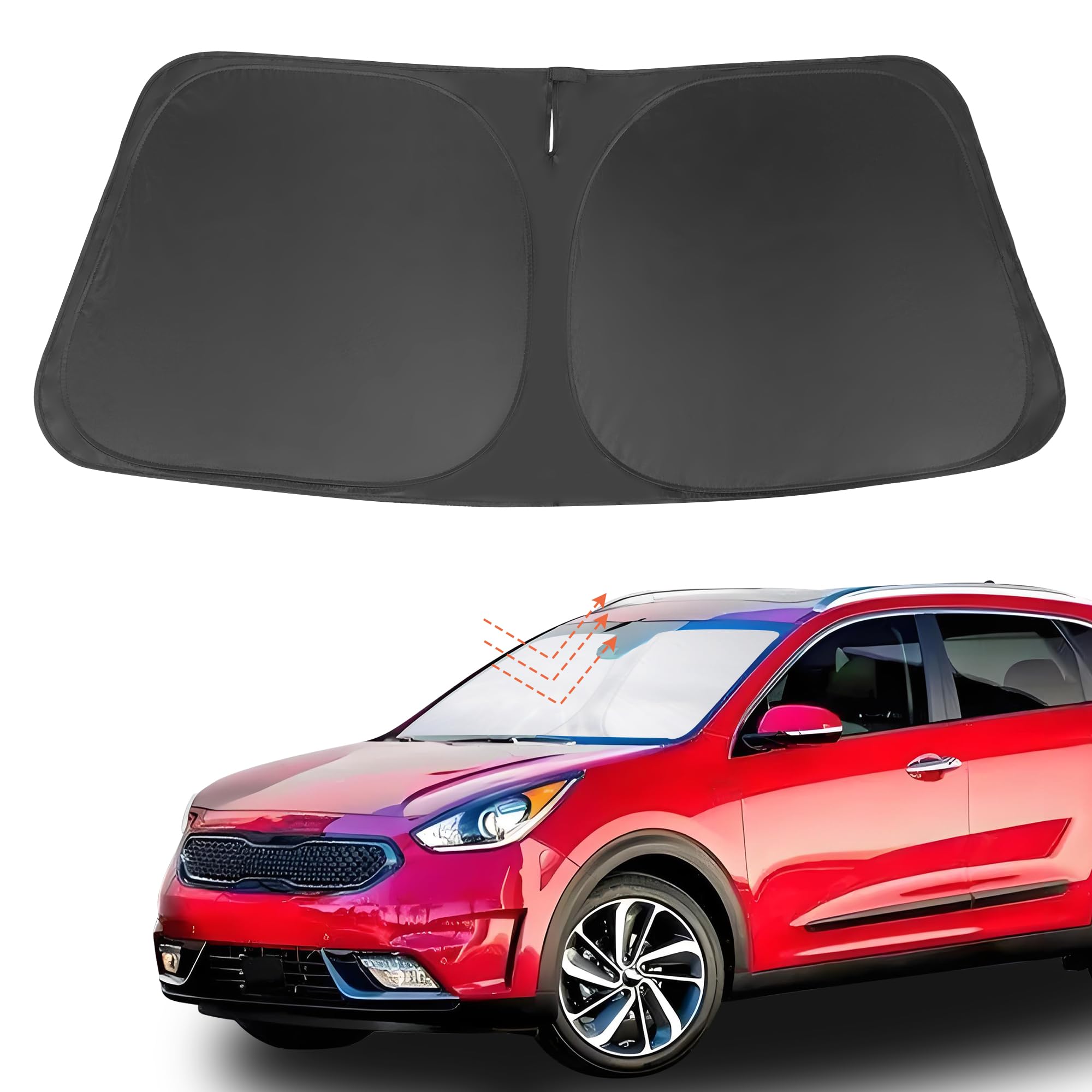 Yycke Windshield Sun Shade Accessories Compatible With 2017-2022 Niro For Kia Foldable Sunshade Sun Visor Blocks Uv