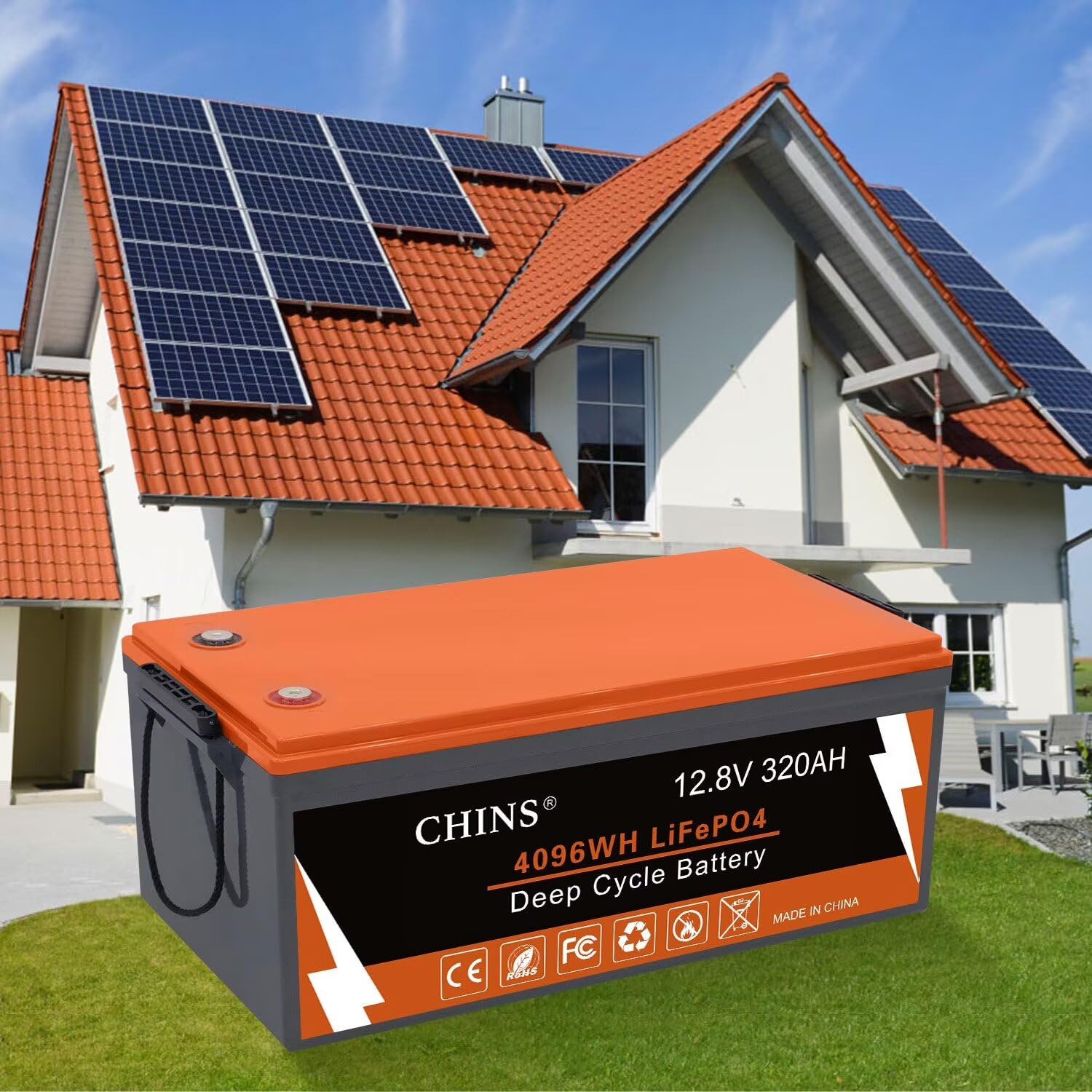 Chins Bluetooth Lifepo4 Battery Smart 12V 320Ah Lithium Battery - Built-In 200A Bms, 2000~5000 Cycles, Perfect For Replacing Mos