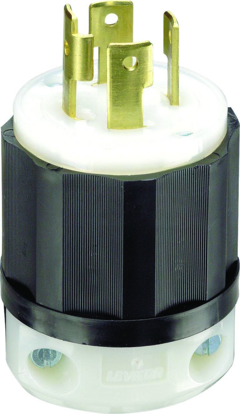 Leviton Locking Plug Nylon Indust. 30 Amp 3 Pole, 4 W Nema L 14-30 Pole CSA B/W Poly