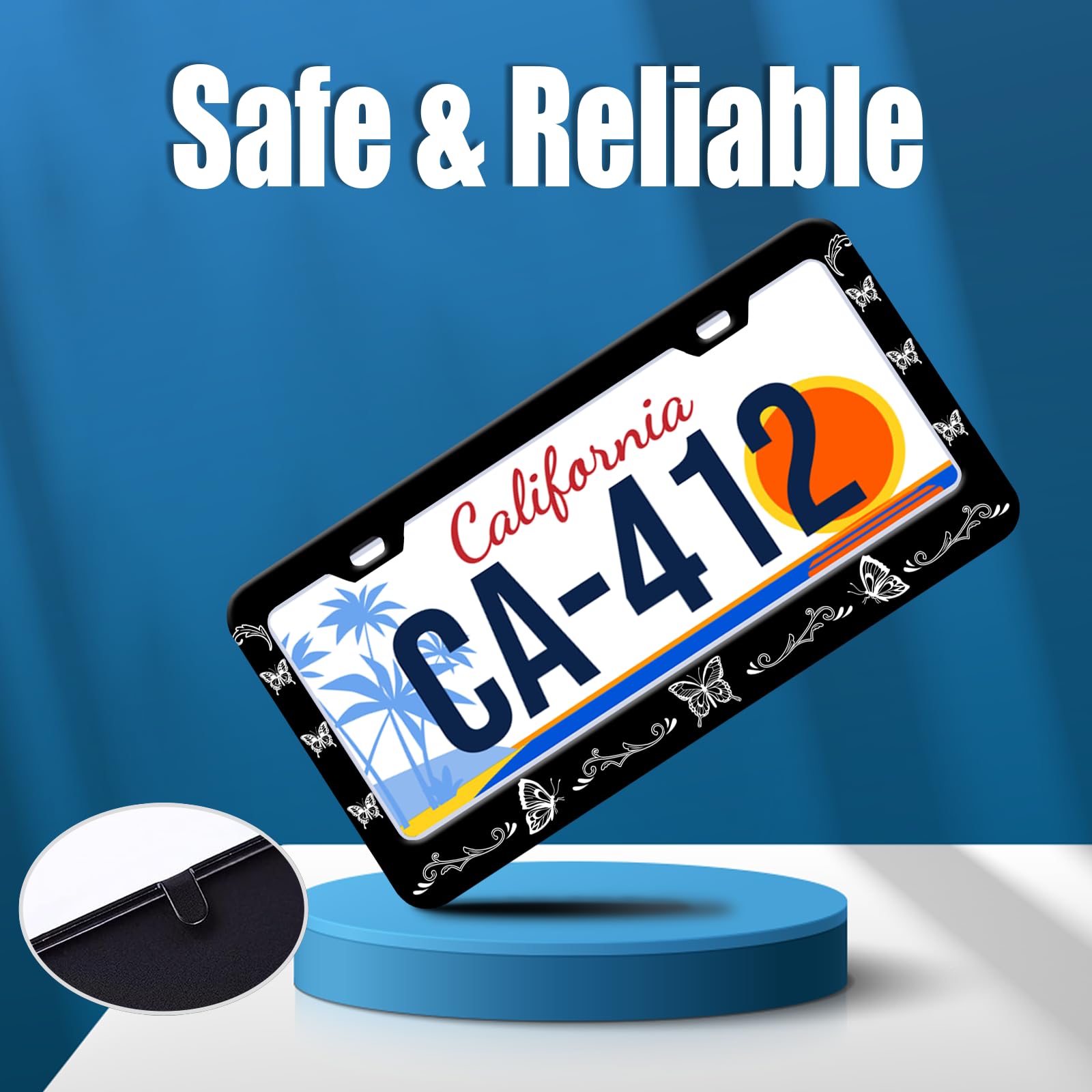 Butterflies License Plate Frames Beautiful Animal Insect License Plate Holder for Car Decor Parts Personalized Stainless Steel L