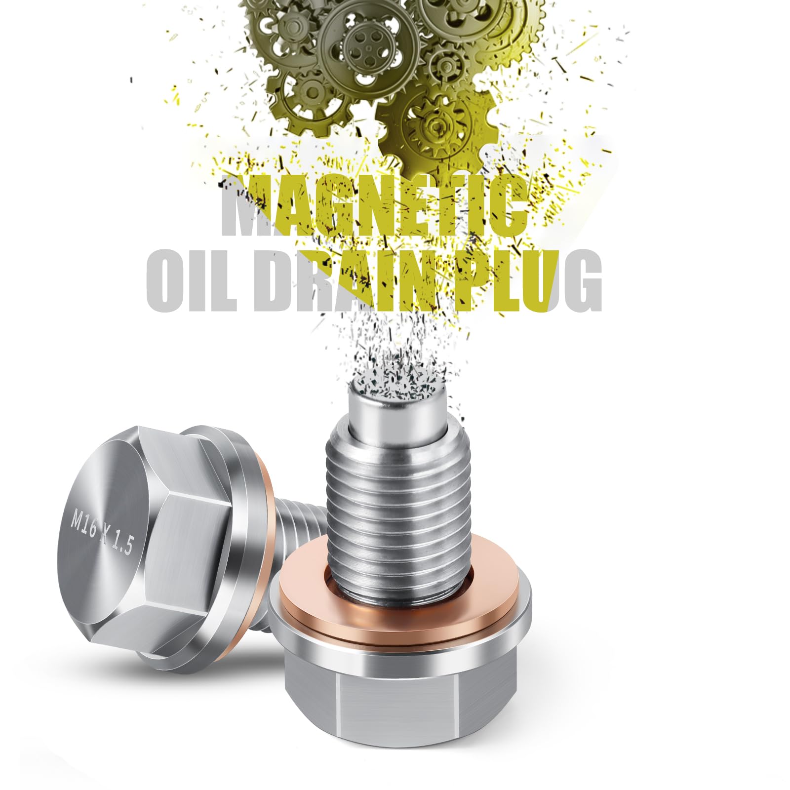 M16 X1.5 Magnetic Oil Drain Plug Stainless Steel Oil Pan Drain Bolt Replacement For Subaru, Mini