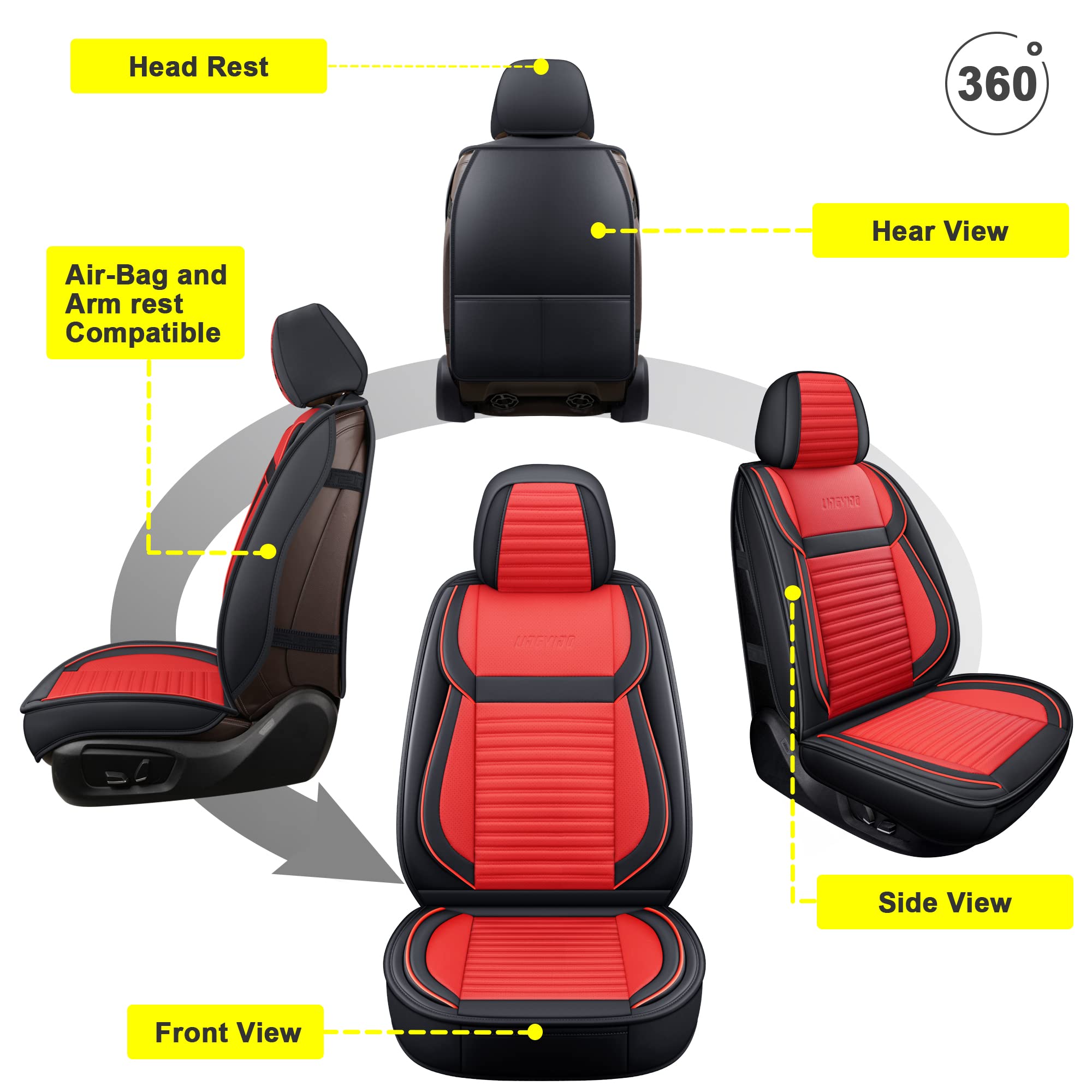 Lingvido Leather Car Seat Covers,Breathable And Waterproof Faux Leather Automotive Seat Covers For Cars Suv Truck Sedan,Universa