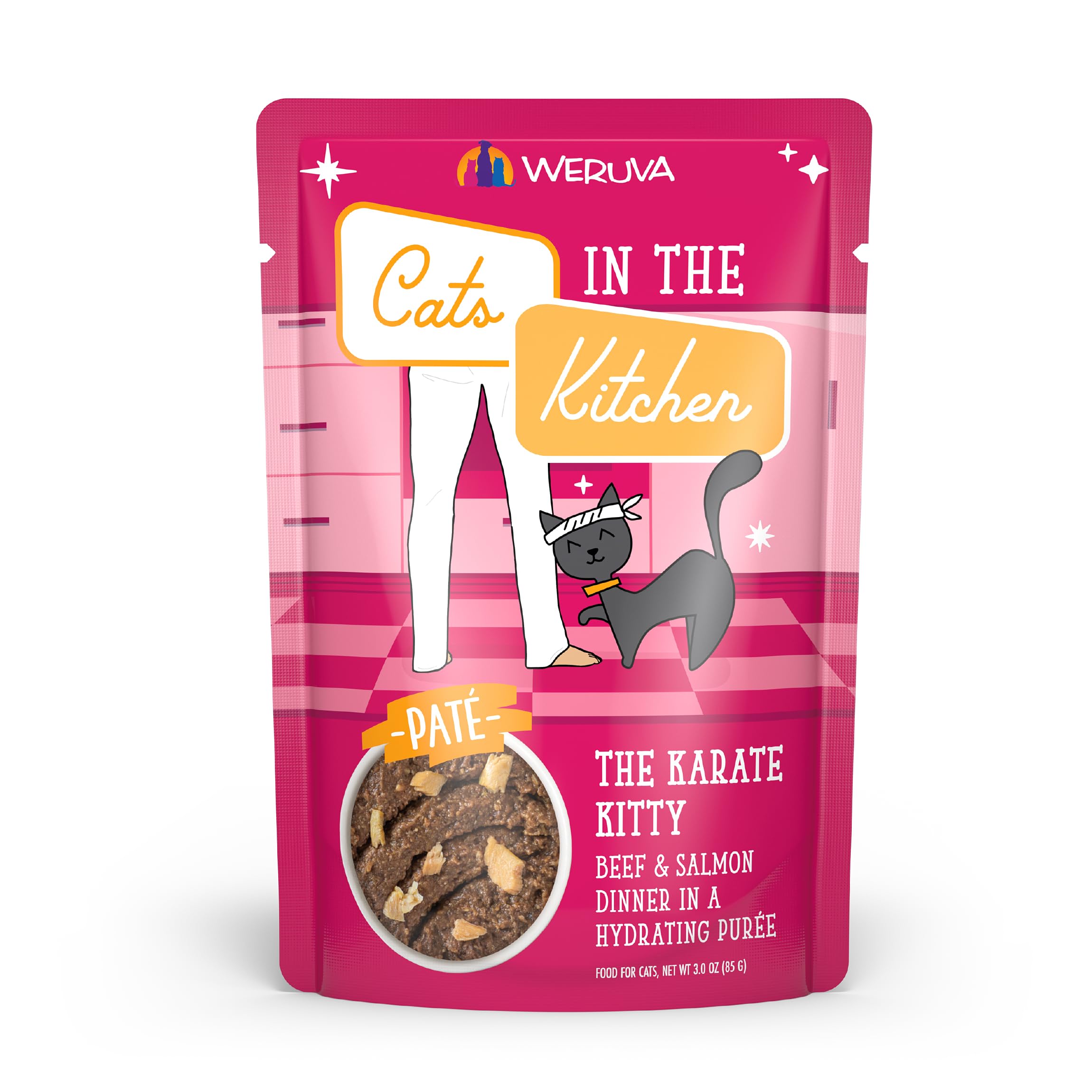 Weruva Cats In The Kitchen Pata, The Karate Kitty With Beef  Salmon, 3Oz Pouch (Pack Of 12)