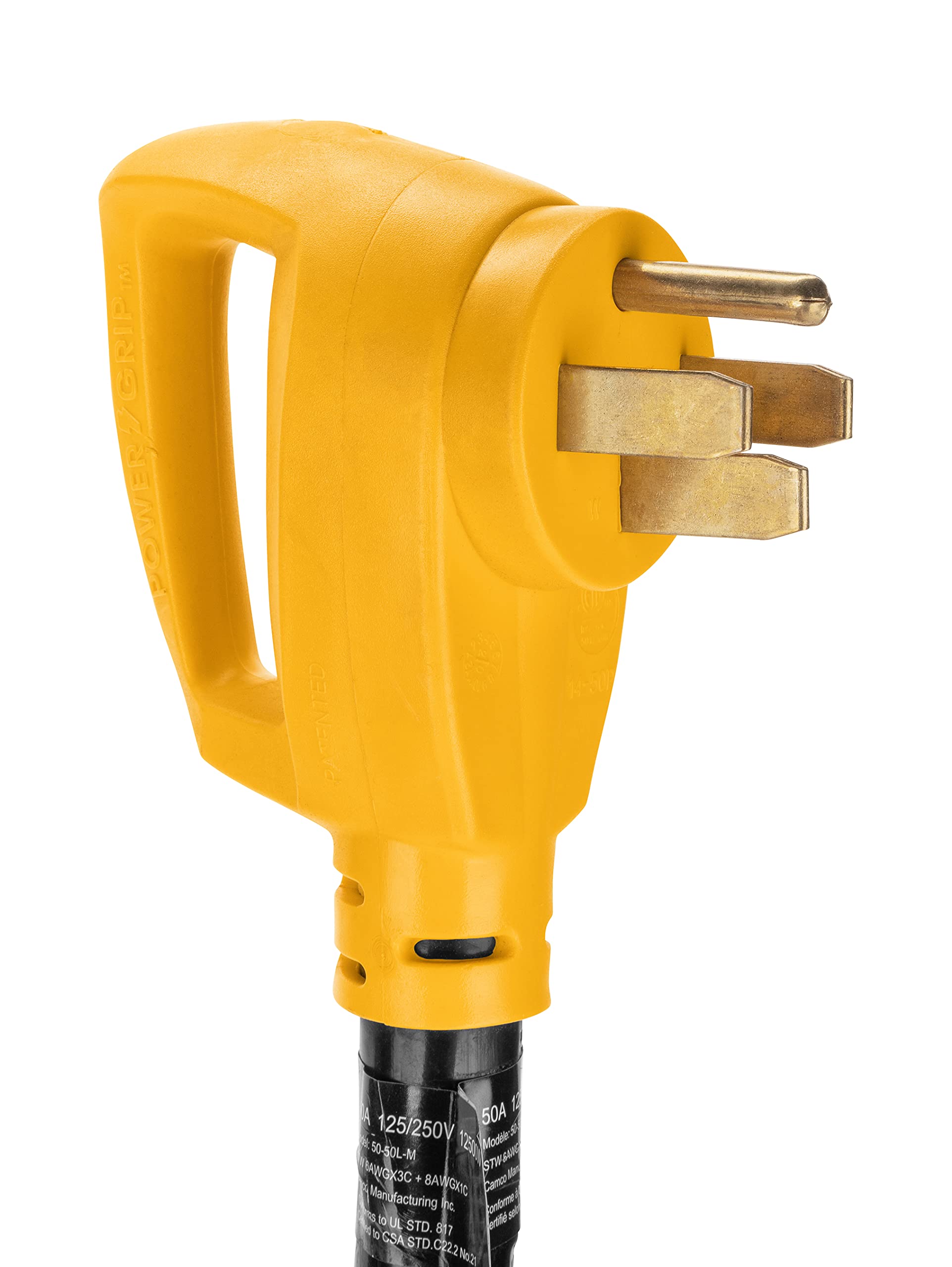 Camco 55552 18 14-50 50 AMP Standard PowerGrip Plug to SS2-50 50 AMP Locking Receptacle Adapter