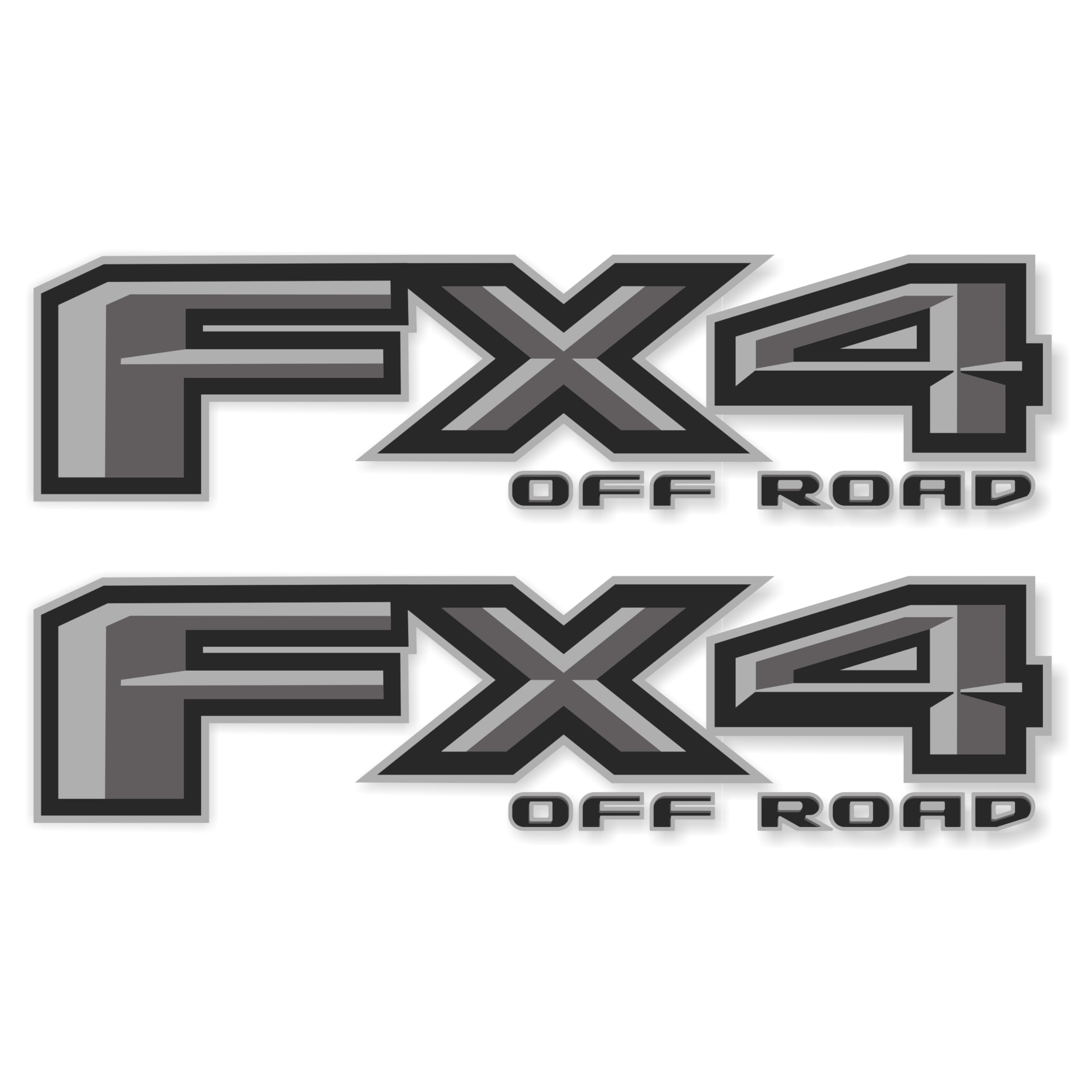 Ford F150 Decal Sticker Set: Fx4 Off Road Truck Bedside Replacement - Super Duty Gray Metallic Offroad Die-Cut - Silver - Compatible With Ford F150, Premium Series (Metallic Finish)