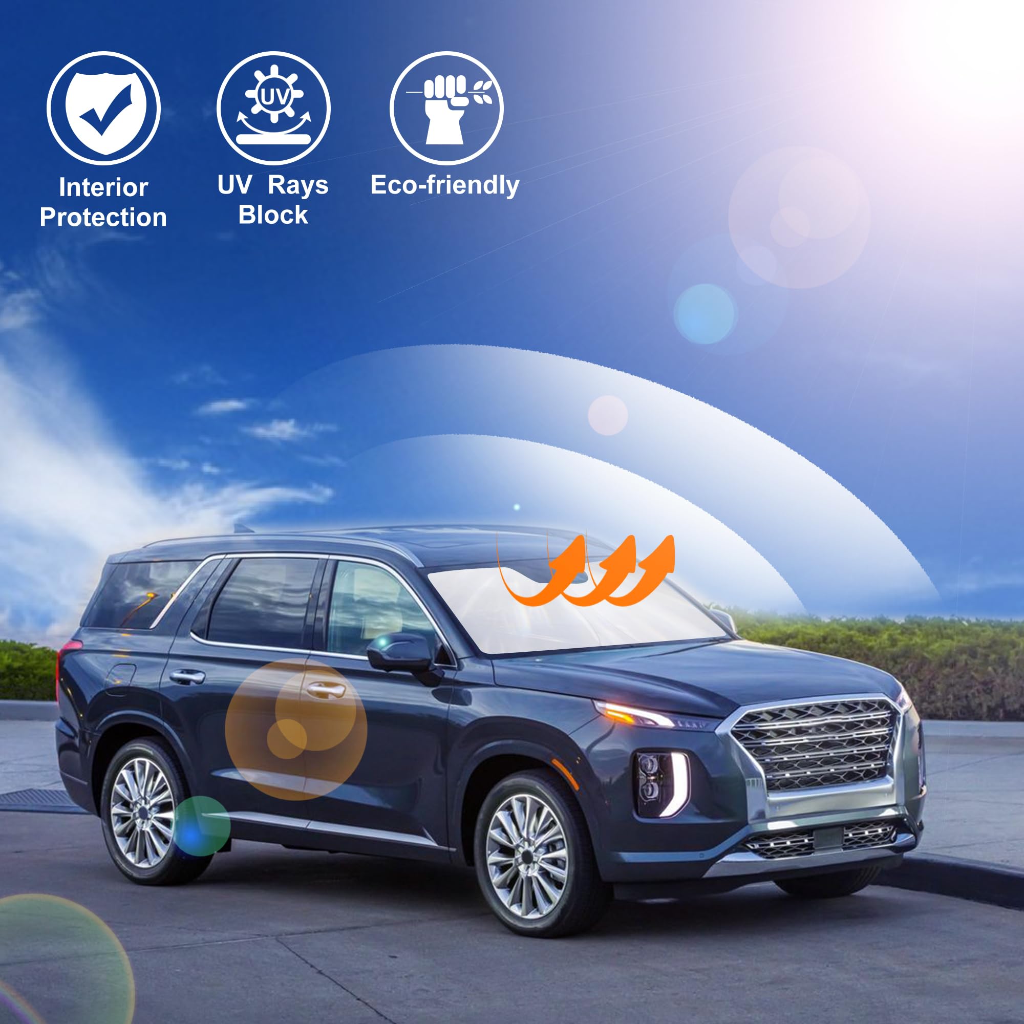 Windshield Sun Shade Compatible With 2020 2021 2022 2023 2024 2025 Hyundai Palisade Accessories Front Sunshade Sun Visor Protect