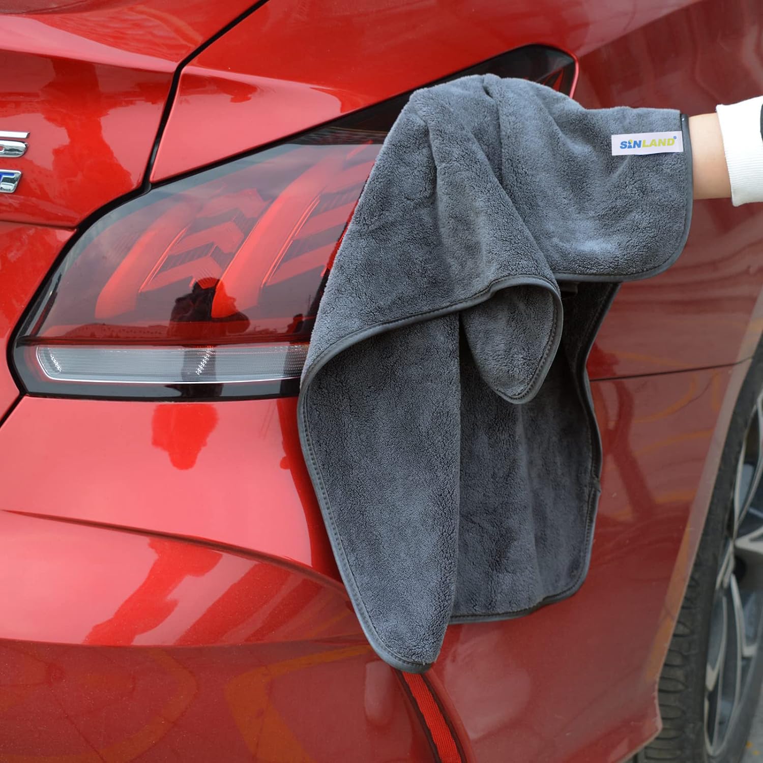 Sinland Premium Microfiber Car Drying Towels Ultra Absorbent Plush Microfiber Cleaning Cloths For Cars Auto Detailing Towels Without Scratching 16Inch X 24Inch 6 Pack Grey