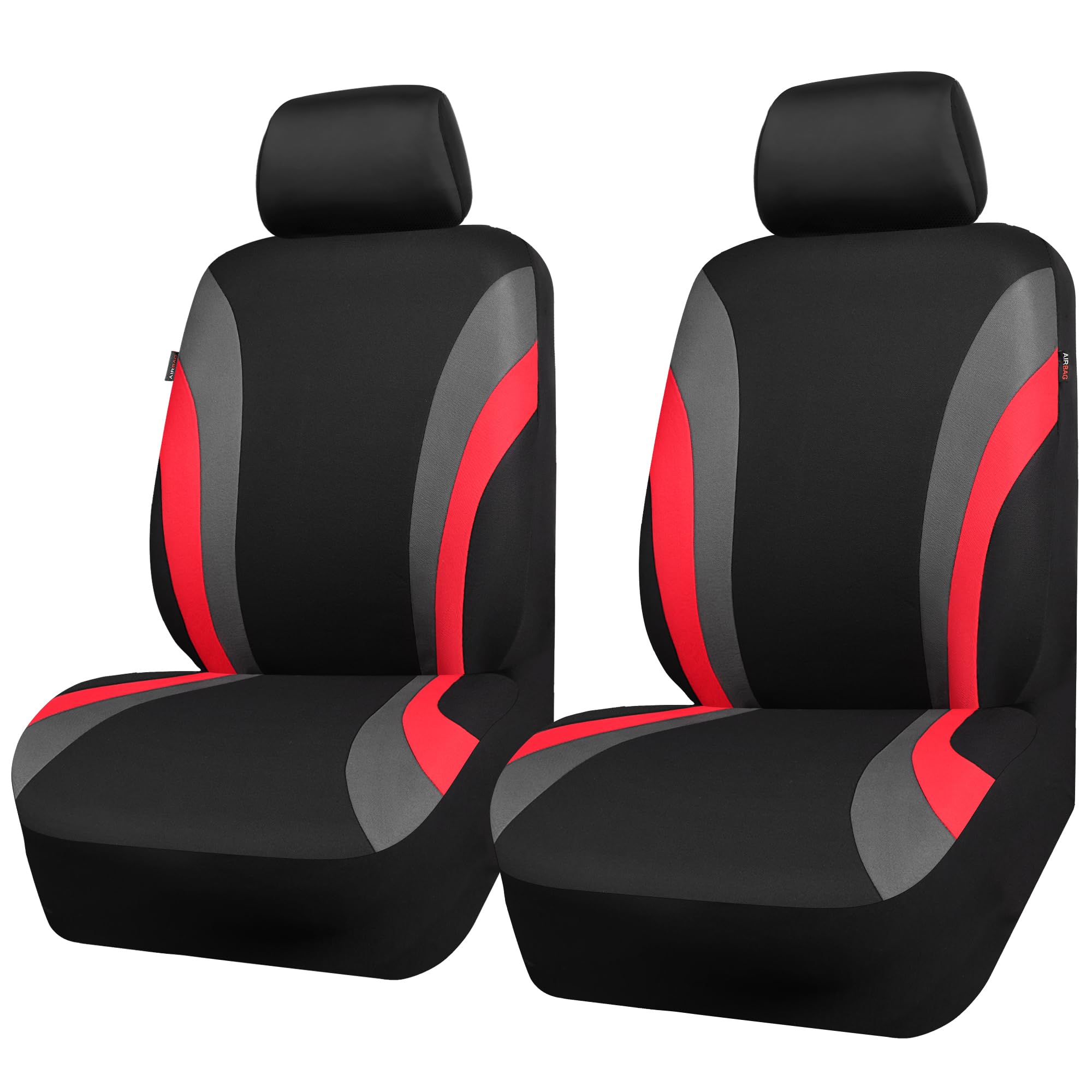 Car Pass Line Rider Sporty Front Seat Covers,Red Car Seat Covers Two Front Seats Only, Airbag Compatible,Universal Fit Sedans,Ca