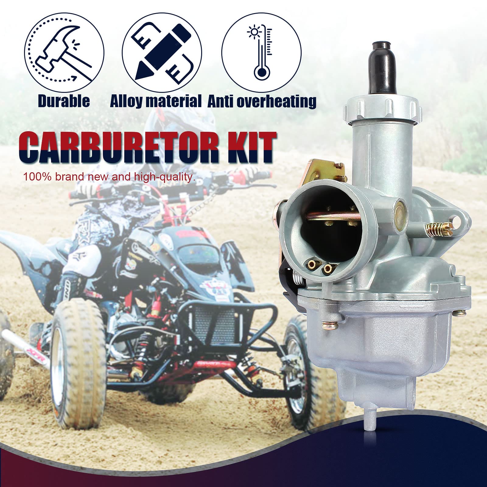 Qazaky Pz27 Carburetor For 125Cc 150Cc 200Cc 250Cc 4-Stroke Engine Cg Atv Go Kart Dirt Bike Quad Taotao Zongshen Lifan Sunl Buya