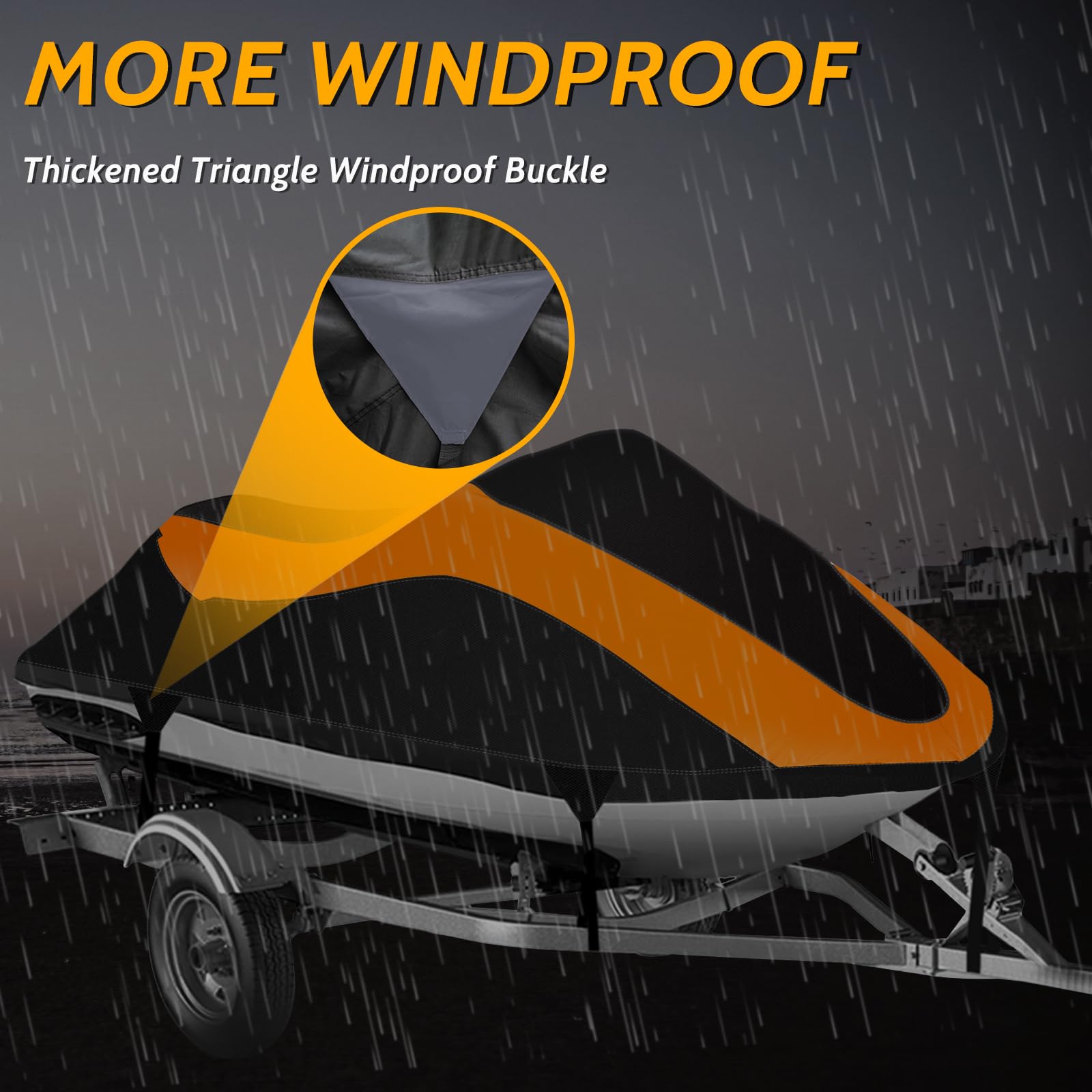 AUTOLION Trailerable Jet Ski Cover,Waterproof Tear Resistant Personal Watercraft Cover with 3 Thickened Buckles & Air Vent,Fits