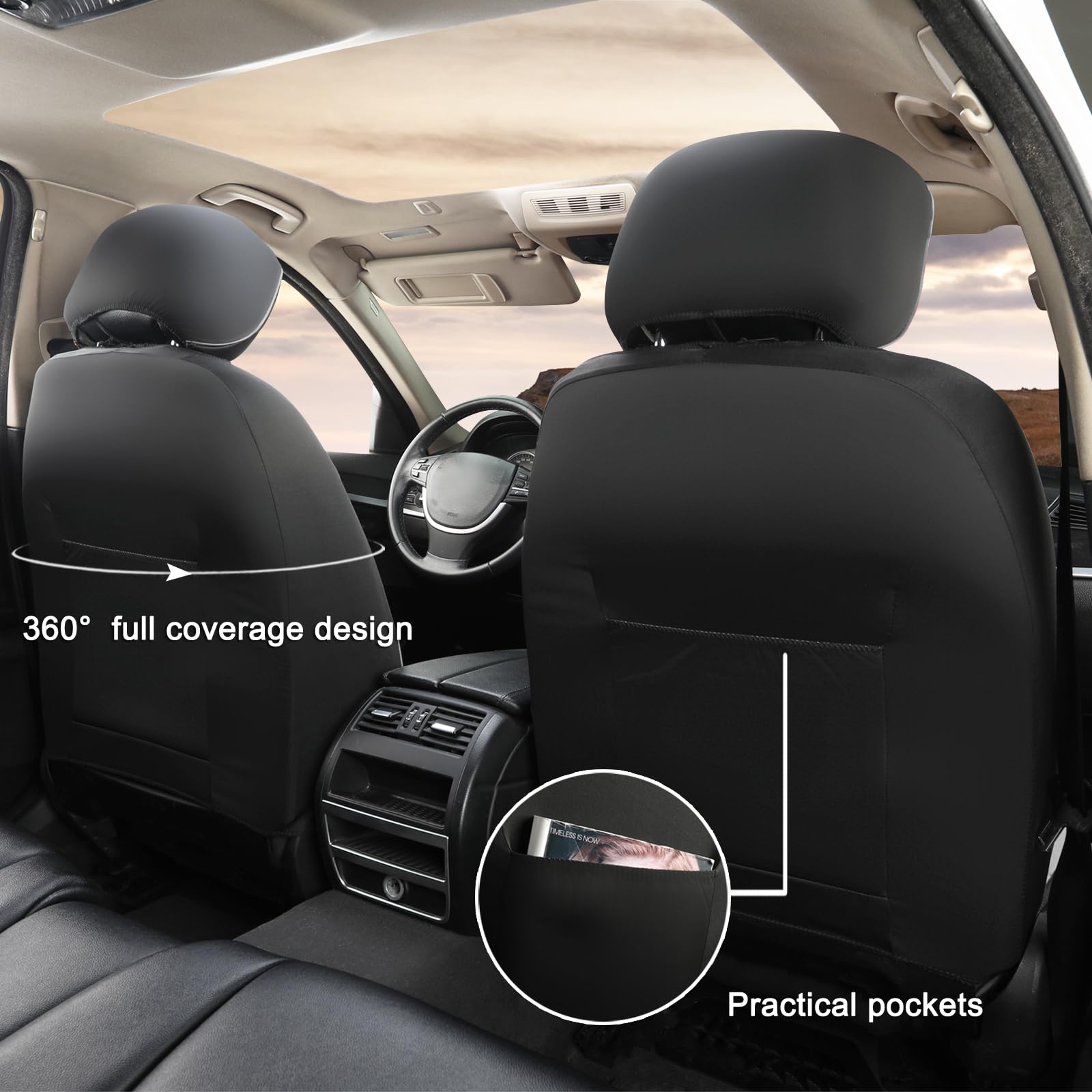 GIANT PANDA Front Car Seat Covers, 3D Air Mesh Bucket Seat Covers for Cars, Trucks, Jeep, Van, SUV, Pickup, Airbag Compatible (G