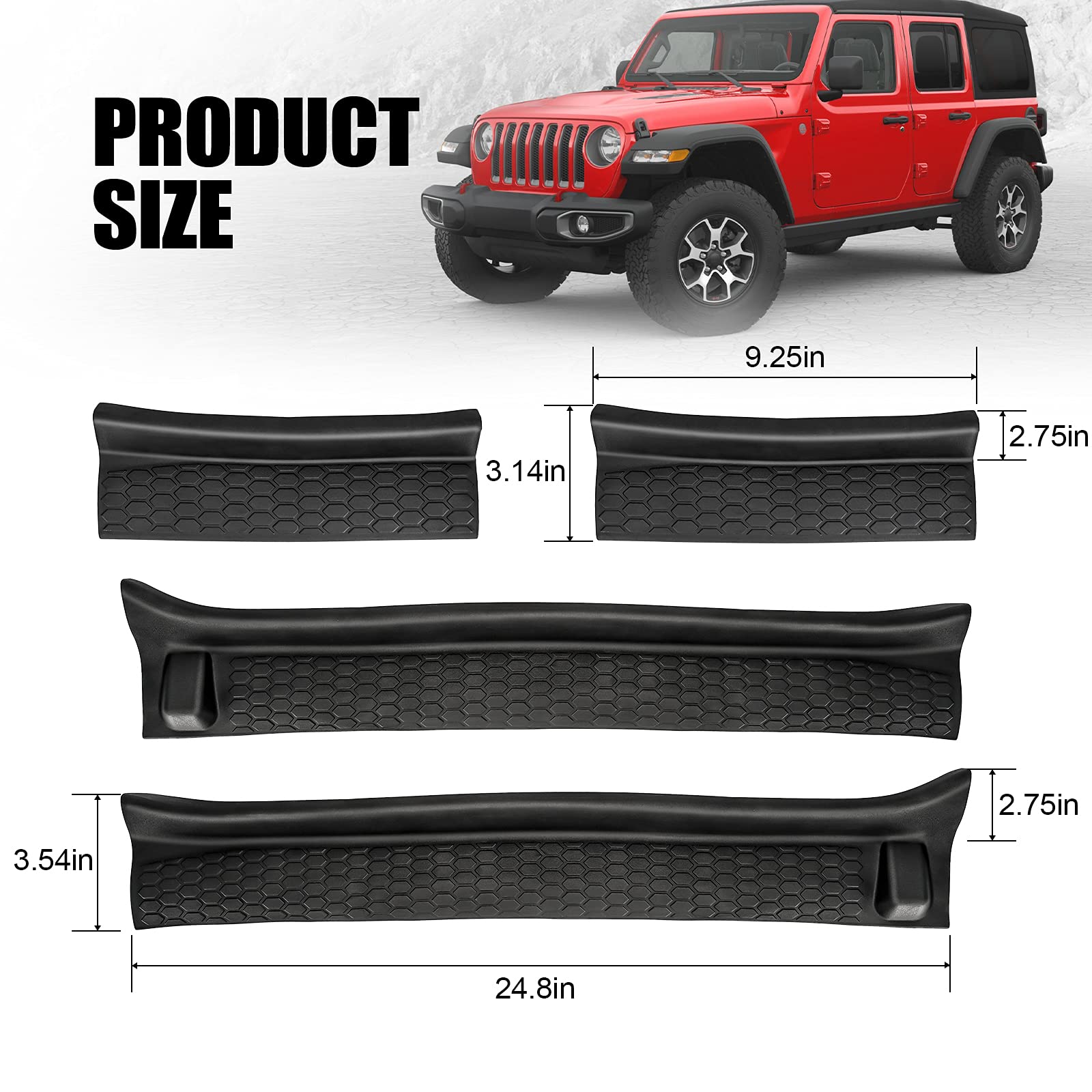 SUPAREE Door Sill Guards Kit, Rubber, 4pcs Set, Fits 2018-2024 Jeep Wrangler JL/JT 4-Door, Black