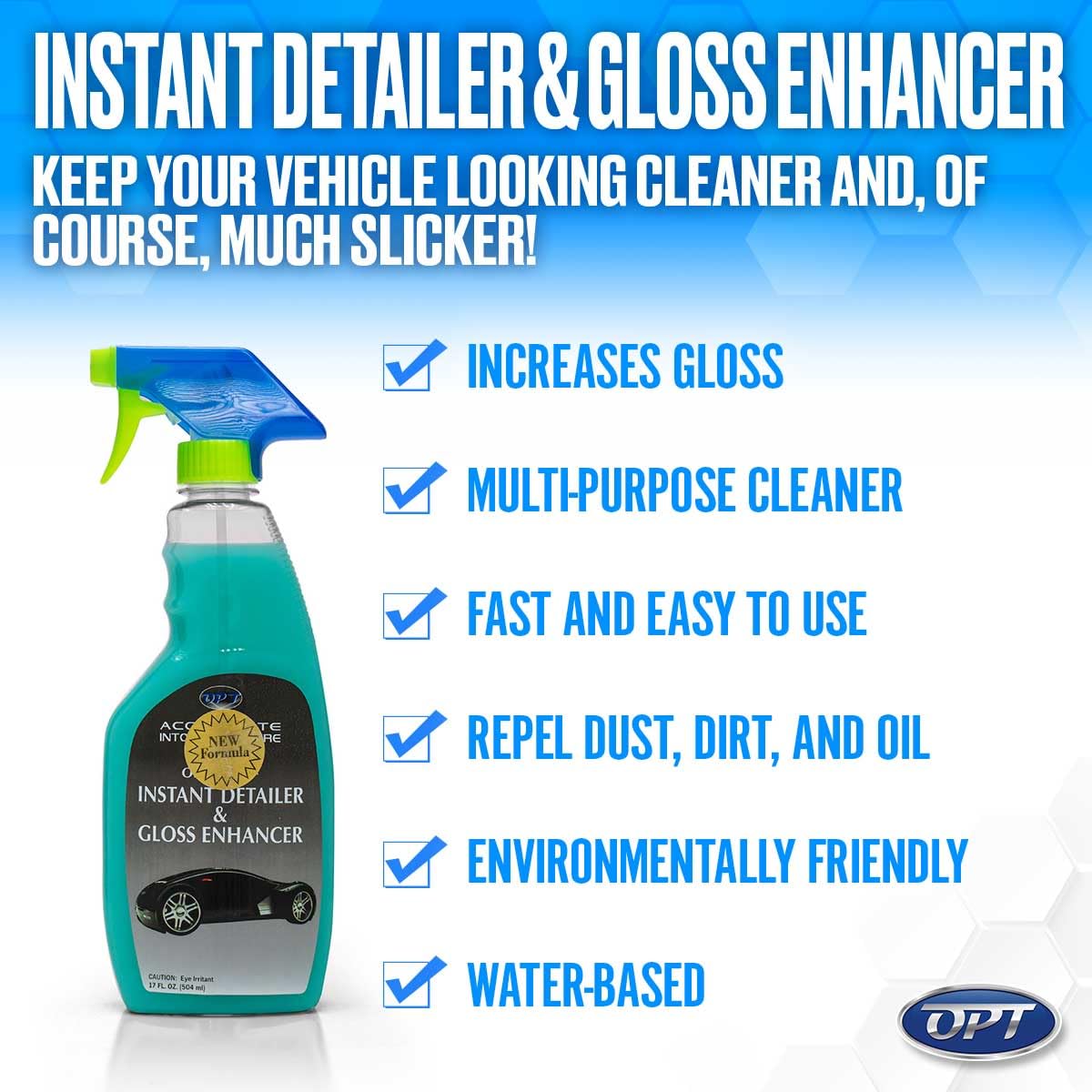 Optimum Instant Detailer And Gloss Enhancer - 17 Oz., Quick Detailer Spray For Superior Car Shine, Detail Spray Safe For Cars, Trucks, Motorcycles, Rv'S And More