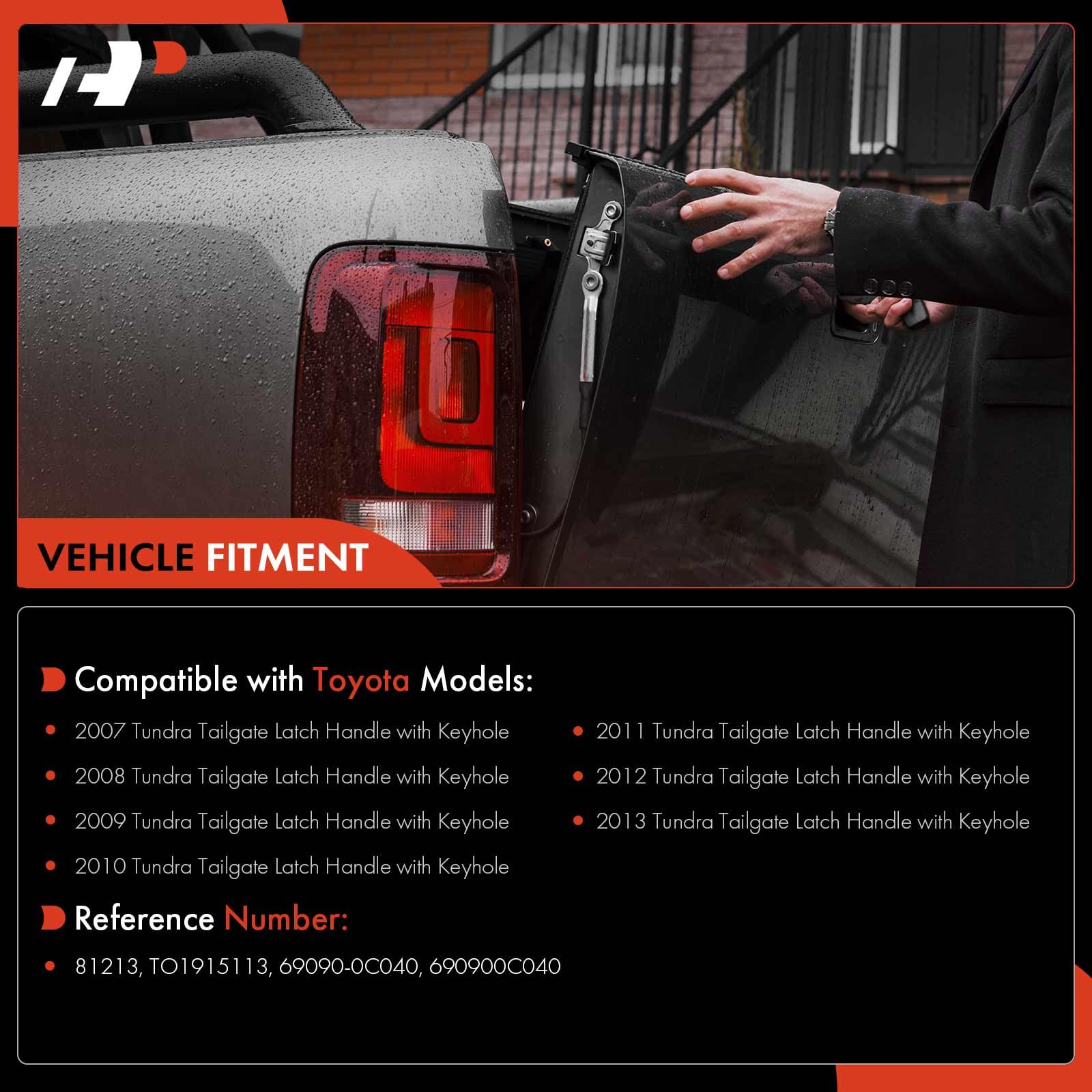 A-Premium - Tailgate Handle Liftgate Latch Handle With Keyhole - Compatible With Toyota Tundra 2007-2013 - Textured Black - Replace# 69090-0C040, 690900C040