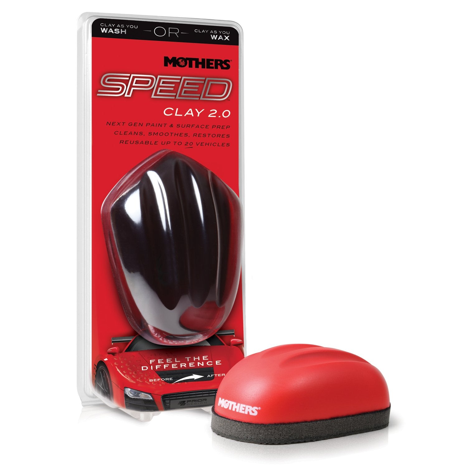 Mothers 17240 Speed Clay 2.0 - Single Unit Premium Detailing Clay for Effortless Car Cleaning and Shine