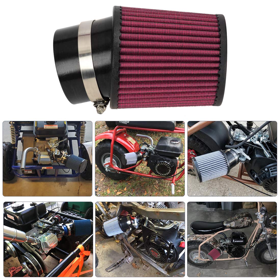 FVRITO Air Filter Adapter Kit for Predator 212cc/196cc Engines, Red, Model KL005-Red-K, Durable Rubber Performance Parts