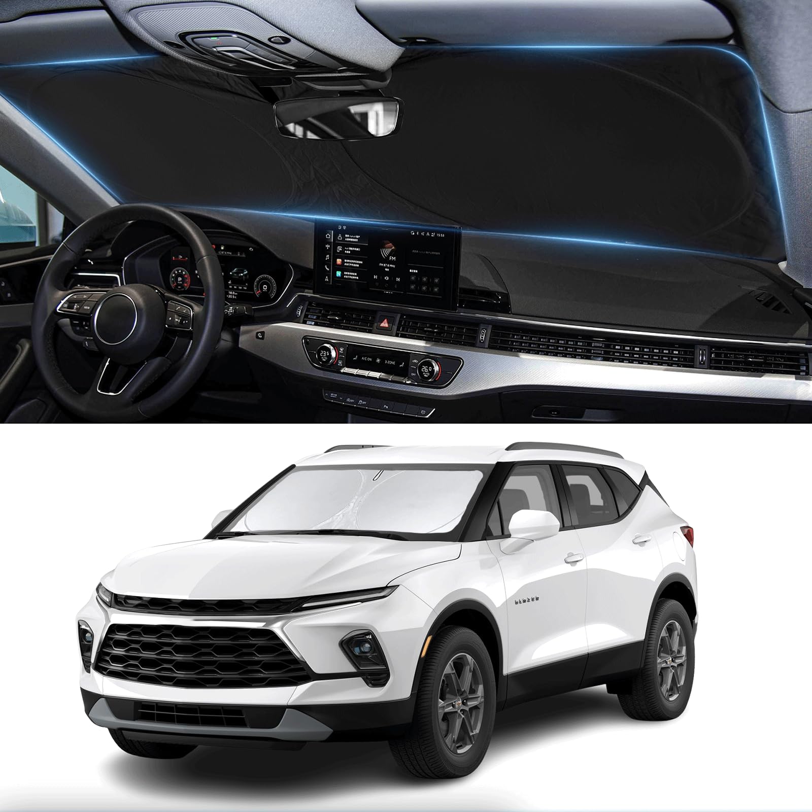 For Chevy Blazer Sunshade Windshield Sun Shade For 2019-2022 2023 2024 2025 Chevrolet Chevy Blazer Accessories Foldable Front Wi