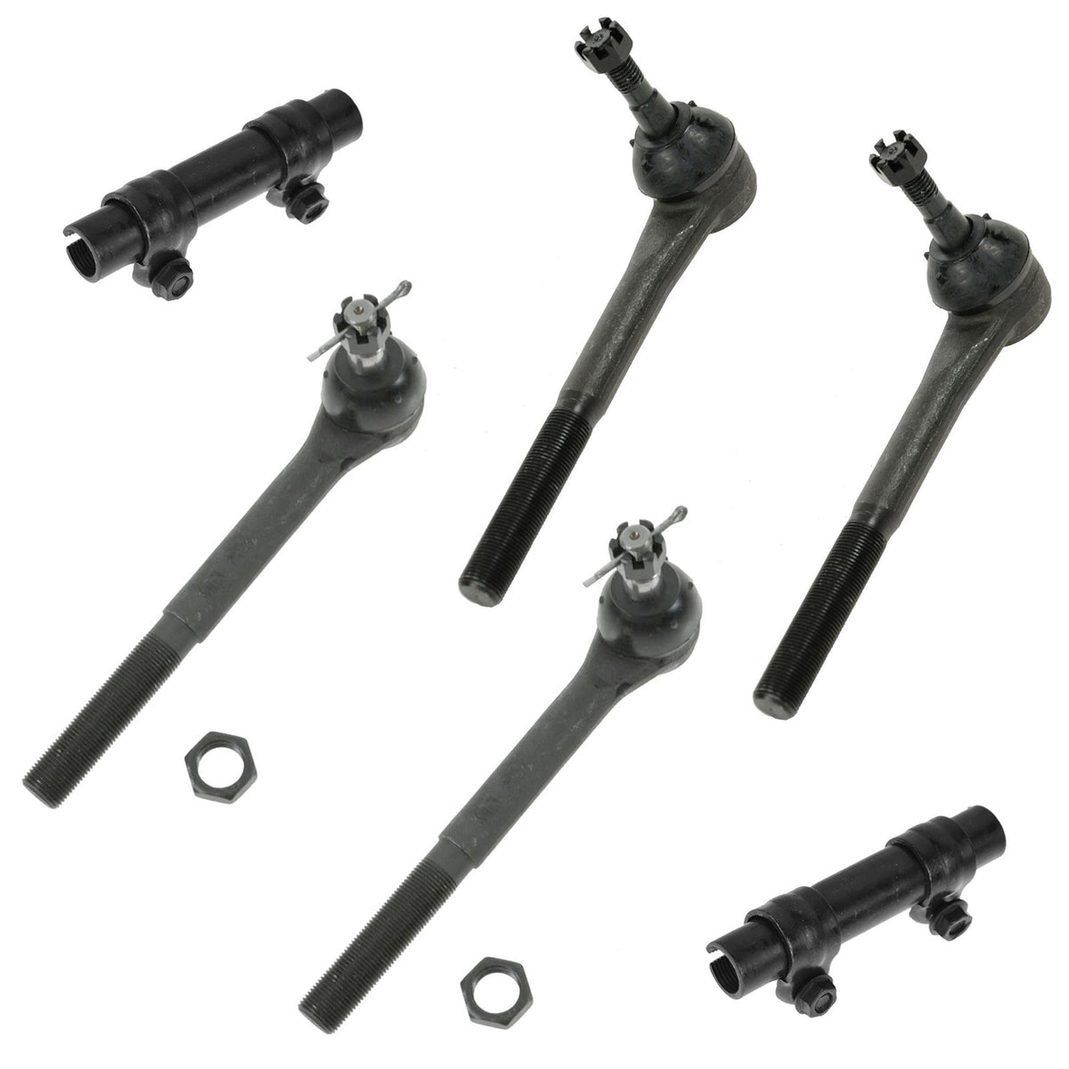 TRQ Front Steering Tie Rod End Inner Outer Adjusting Sleeve Kit Set 6pc for 2WD