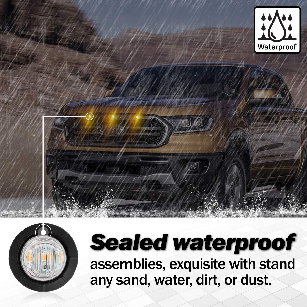 Meerkatt 3/4 Inch Round Mini Side Marker Clearance Lamp Sealed Indicator Smd Lights With Plug Trailer Truck Lorry Pickup Atv 12V