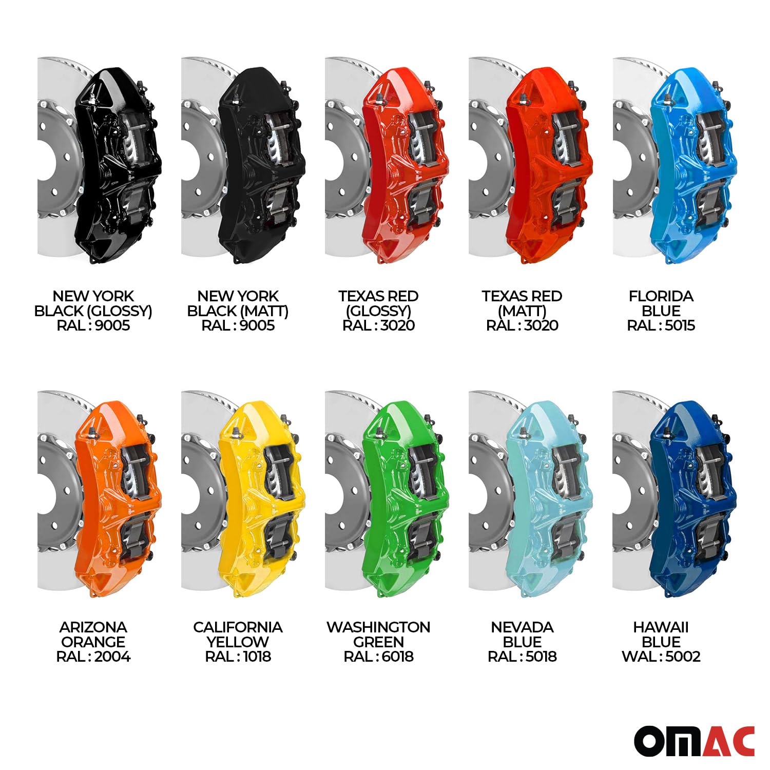 Omac Brake Caliper Epoxy Based Car Paint Kit Nevada Blue Glossy High-Temp