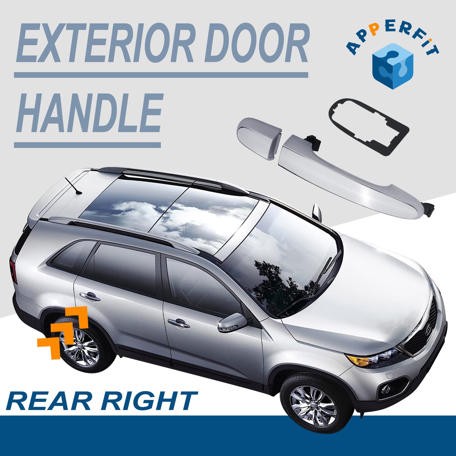 Apperfit Exterior Door Handle Compatible With Kia Sorento 2011 2012 2013 2014 2015 2Nd Gen Rear Right Passenger Side Replaces 82651-2P010 83662-2P010