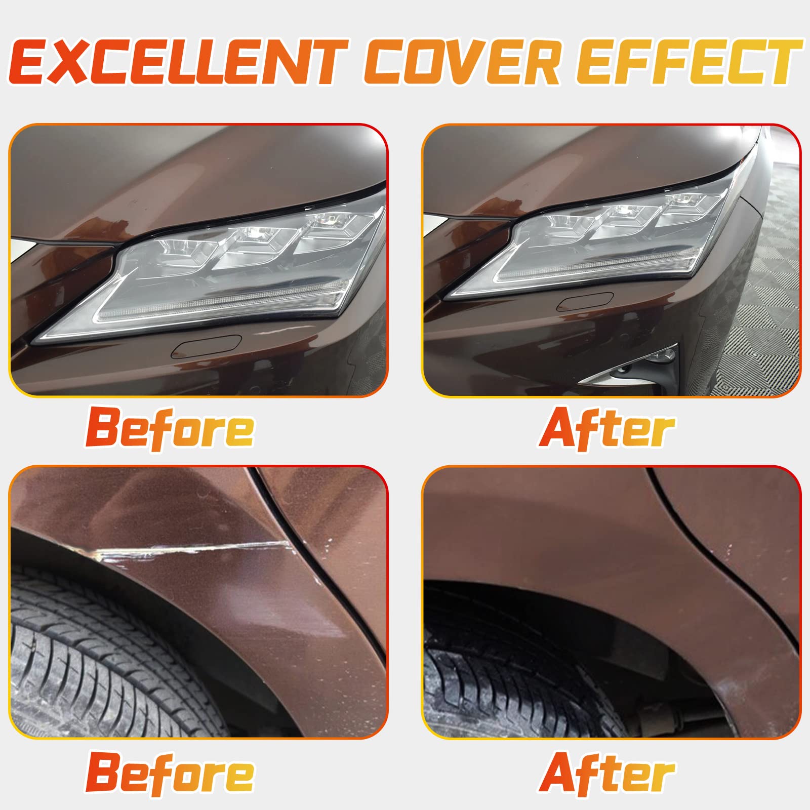 Brown Touch Up Paint Pen for Cars, Car Paint Scratch Repair, 2-In-1 Car Touch Up Paint Fill Paint Pen, Quick & Easy Solution to